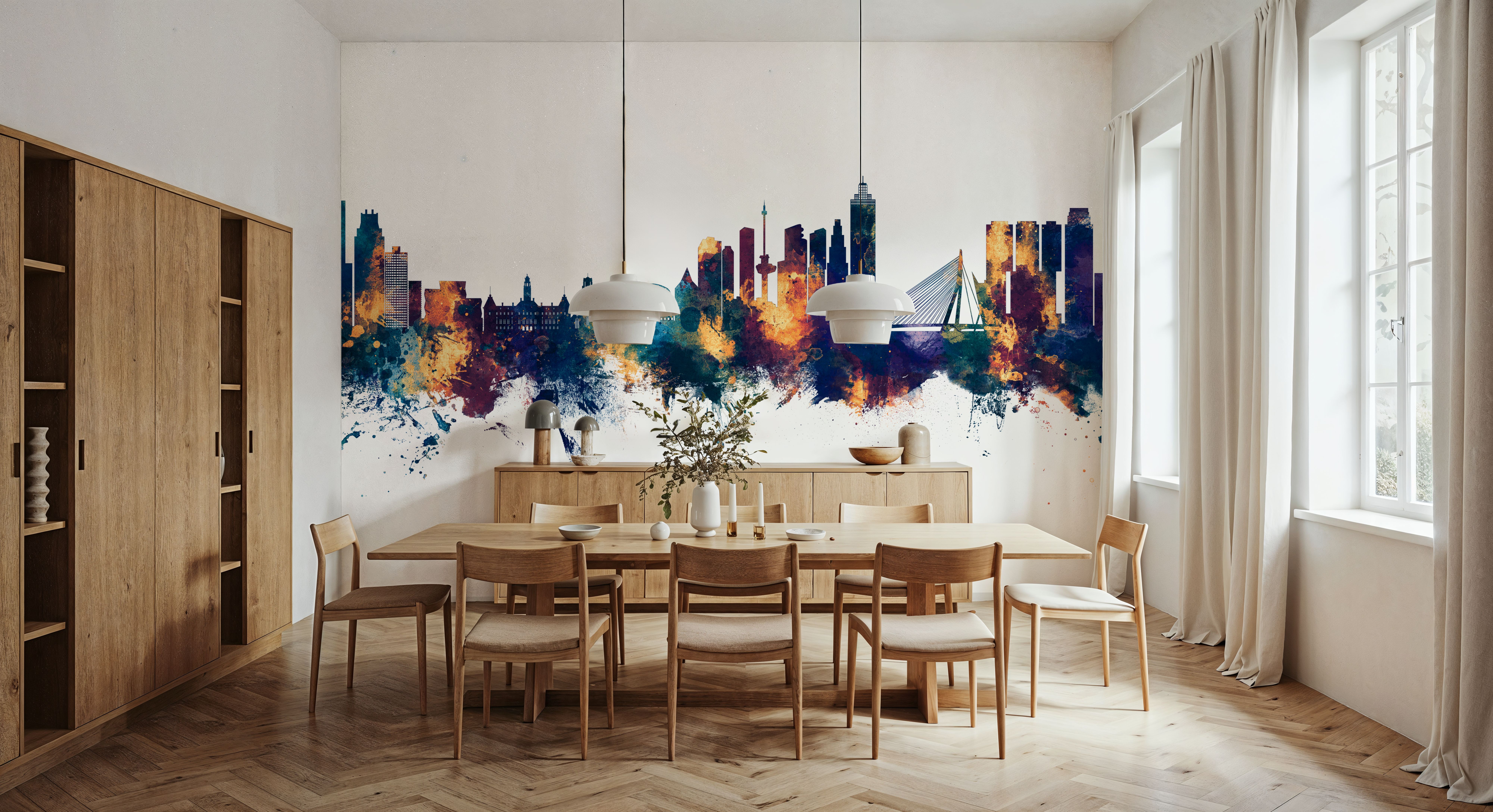 Rotterdam The Netherands Skyline Blue & Bronze