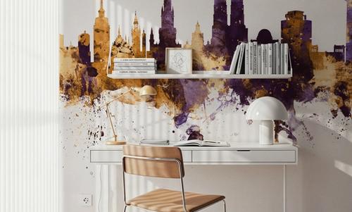 Munich Skyline Purple & Gold