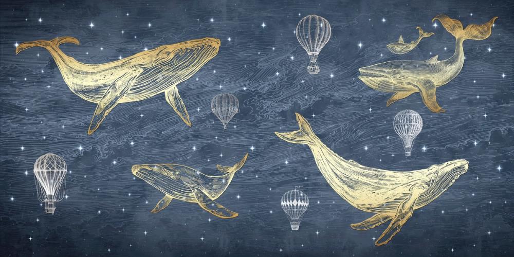 Whales in The Sky with Balloons, Washed