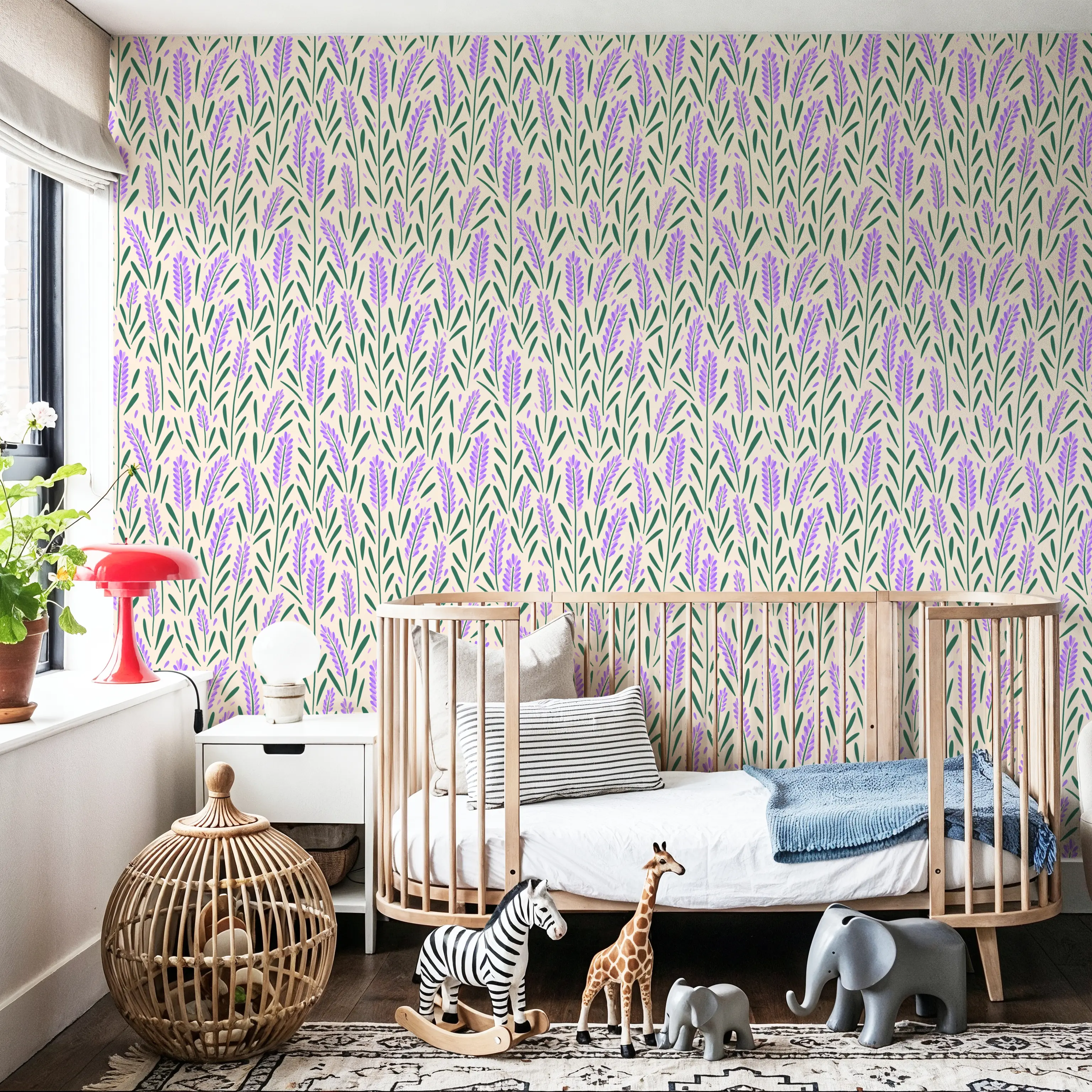 Wallpaper - Lavender Field - Floral Nature - Purple - Offices - Wallism UK - Peel & Stick or Paste-the-Wall