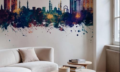 Ajman Skyline Blue & Bronze