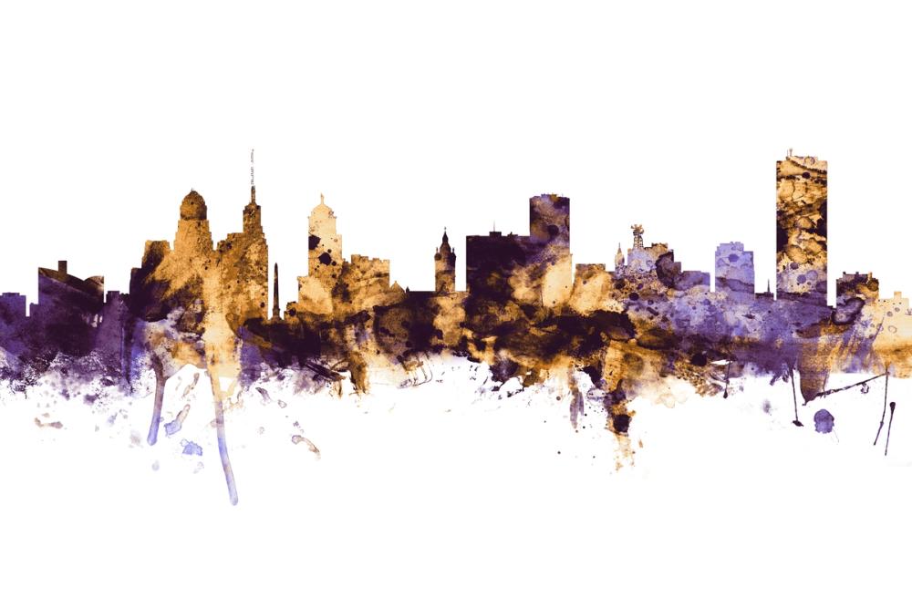 Buffalo New York Skyline Purple & Gold