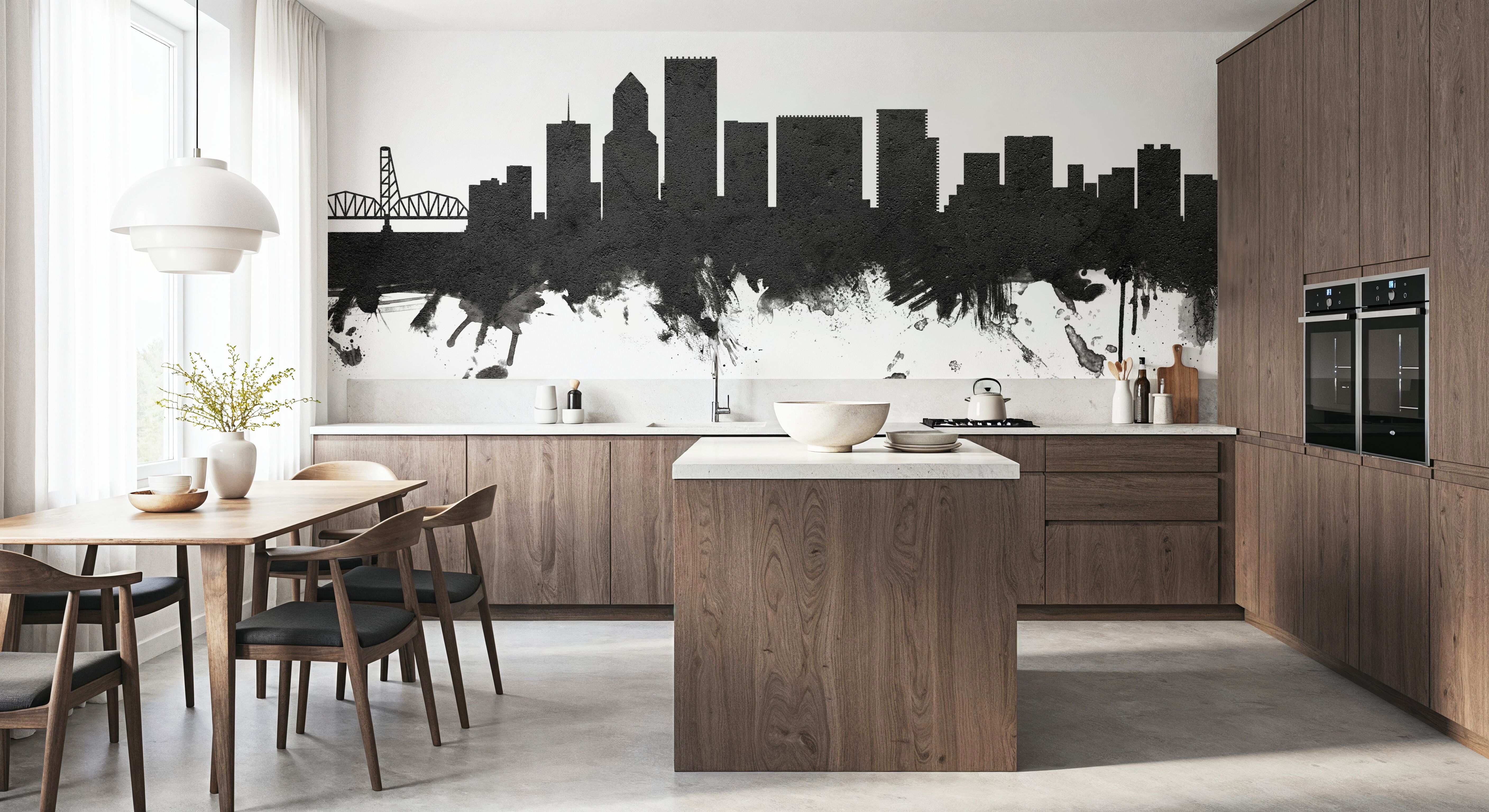 Portland Oregon Skyline Black & White