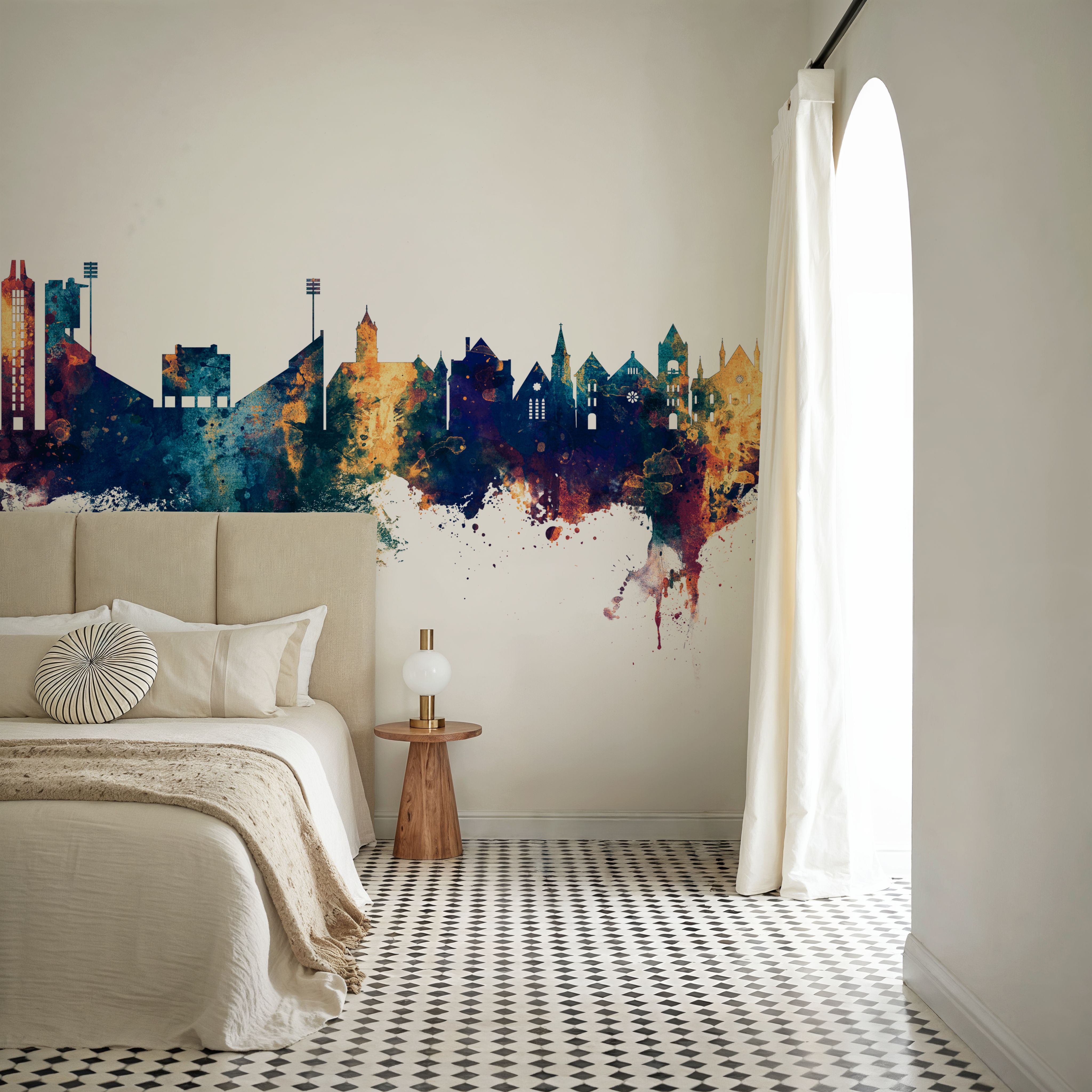 Lawrence Kansas Skyline Blue & Bronze