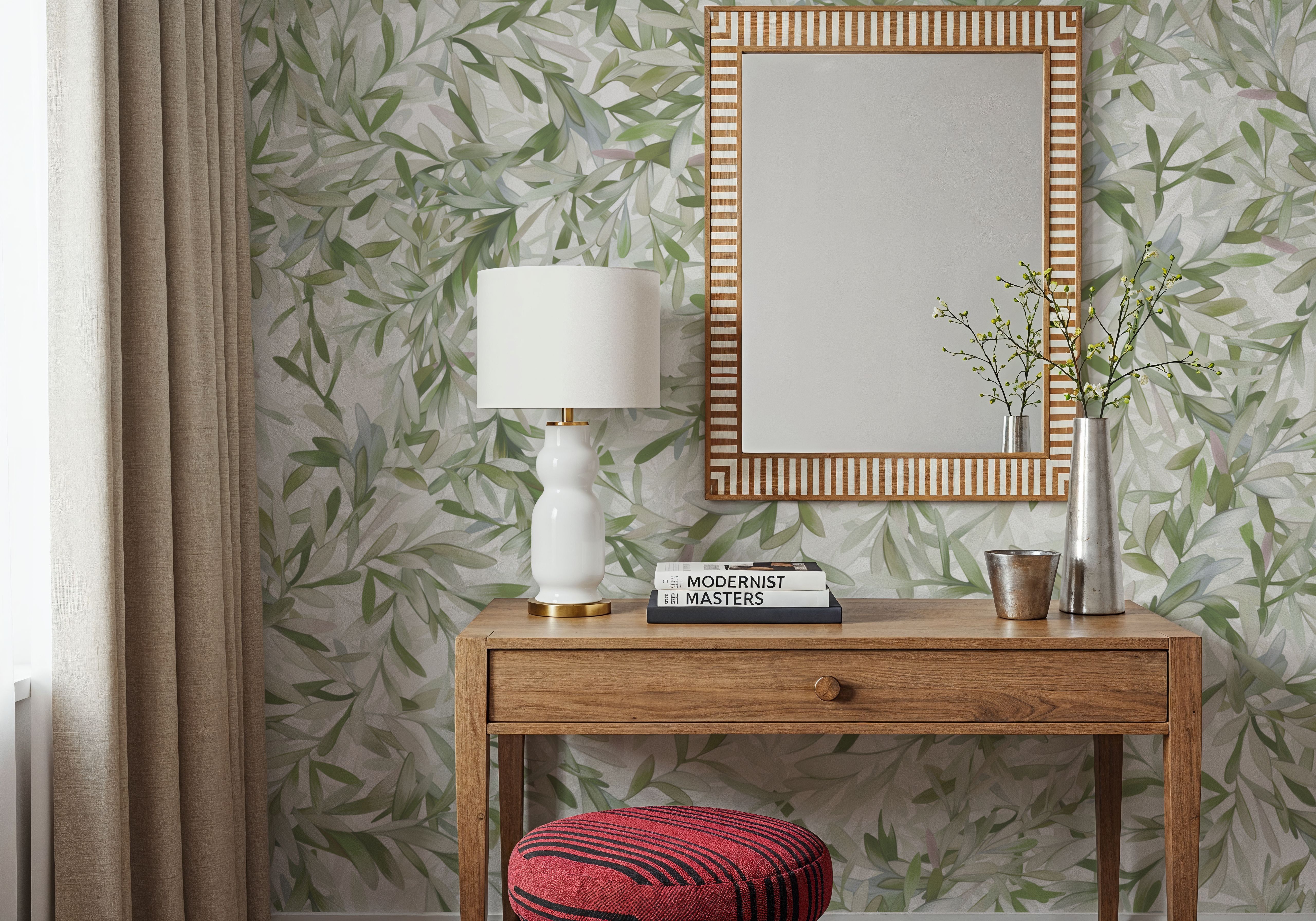 Lush Canopy Ceiling, Fresh Green, Wallpaper