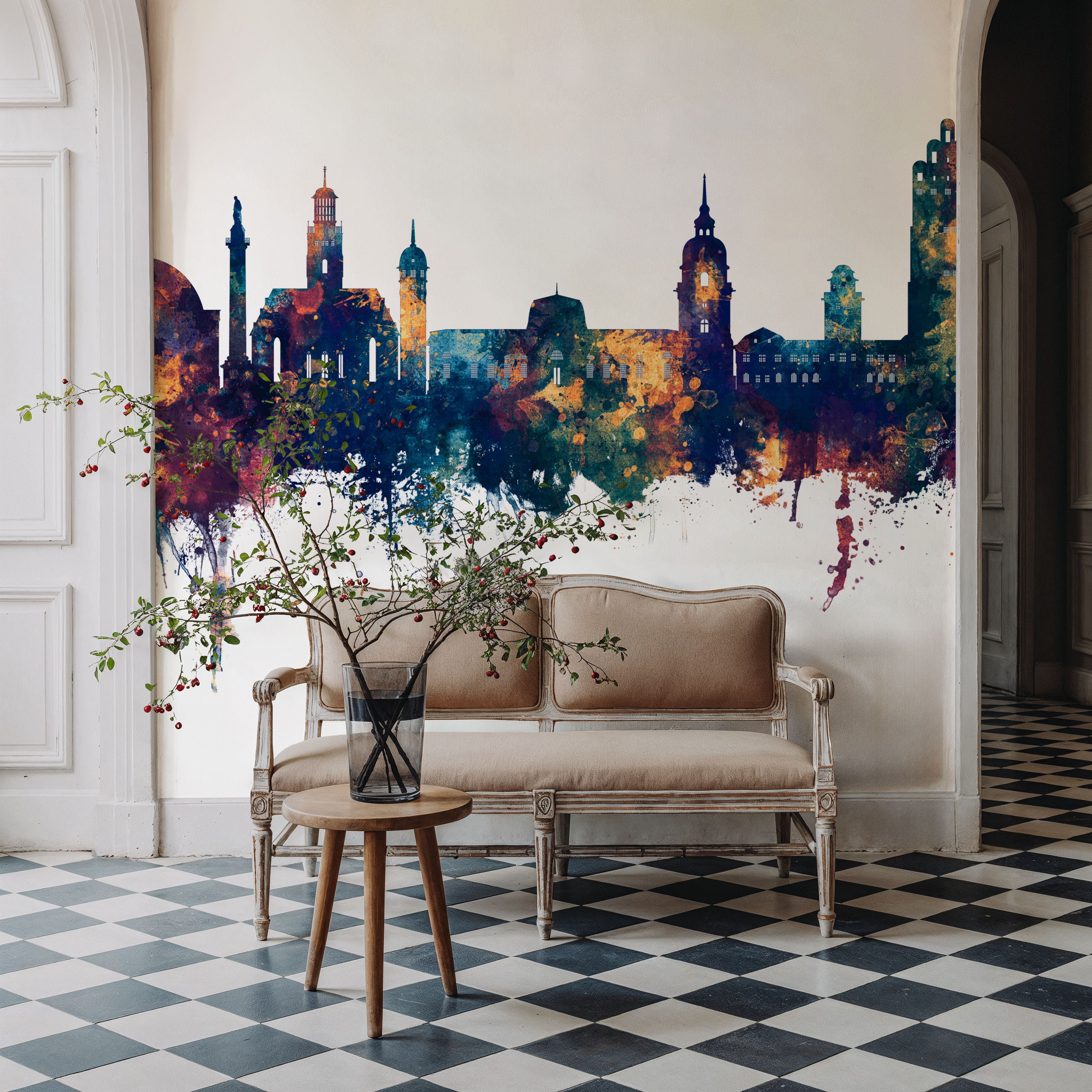 Darmstadt Skyline Blue & Bronze