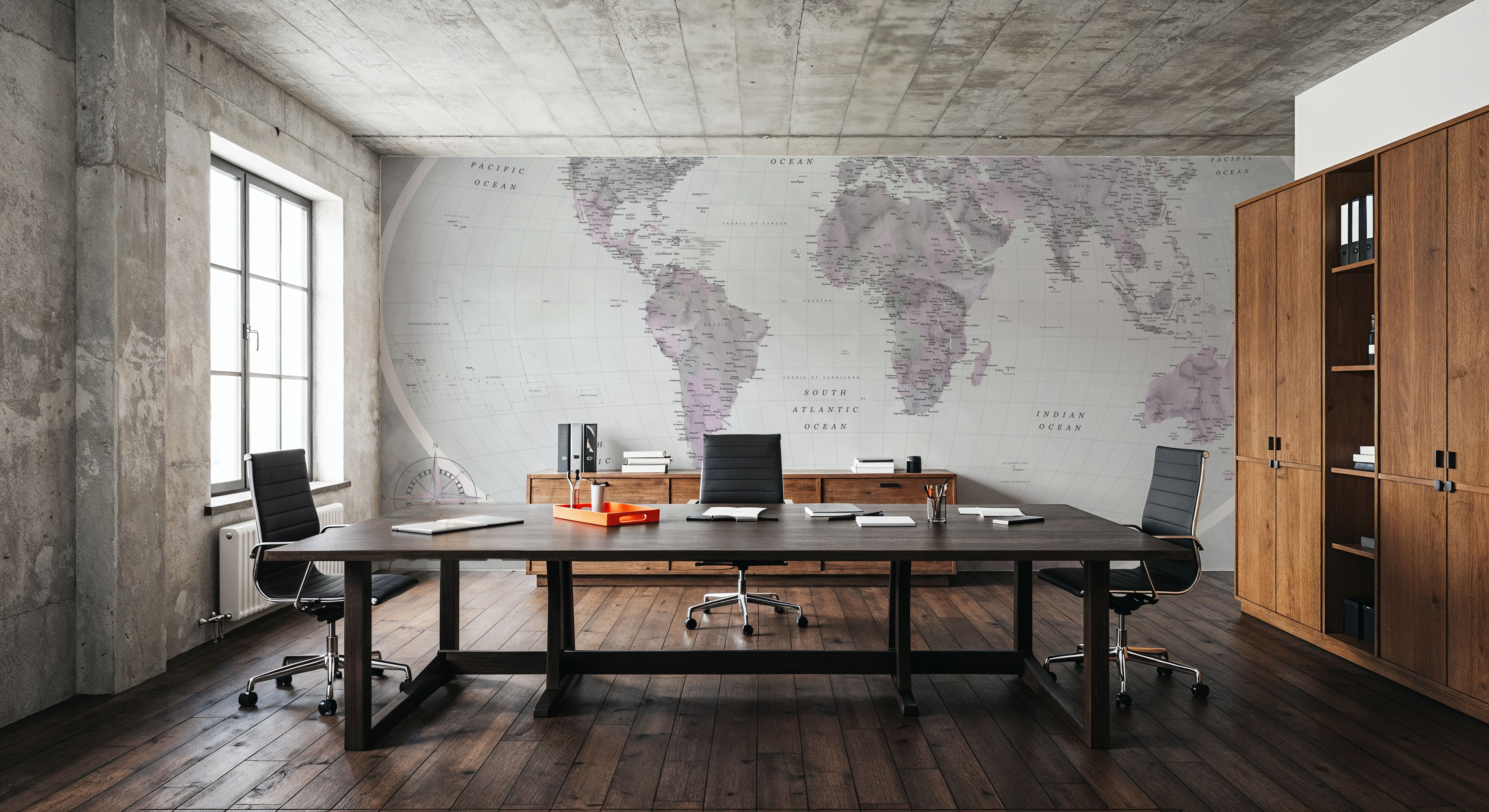 World Map Atlas Pink