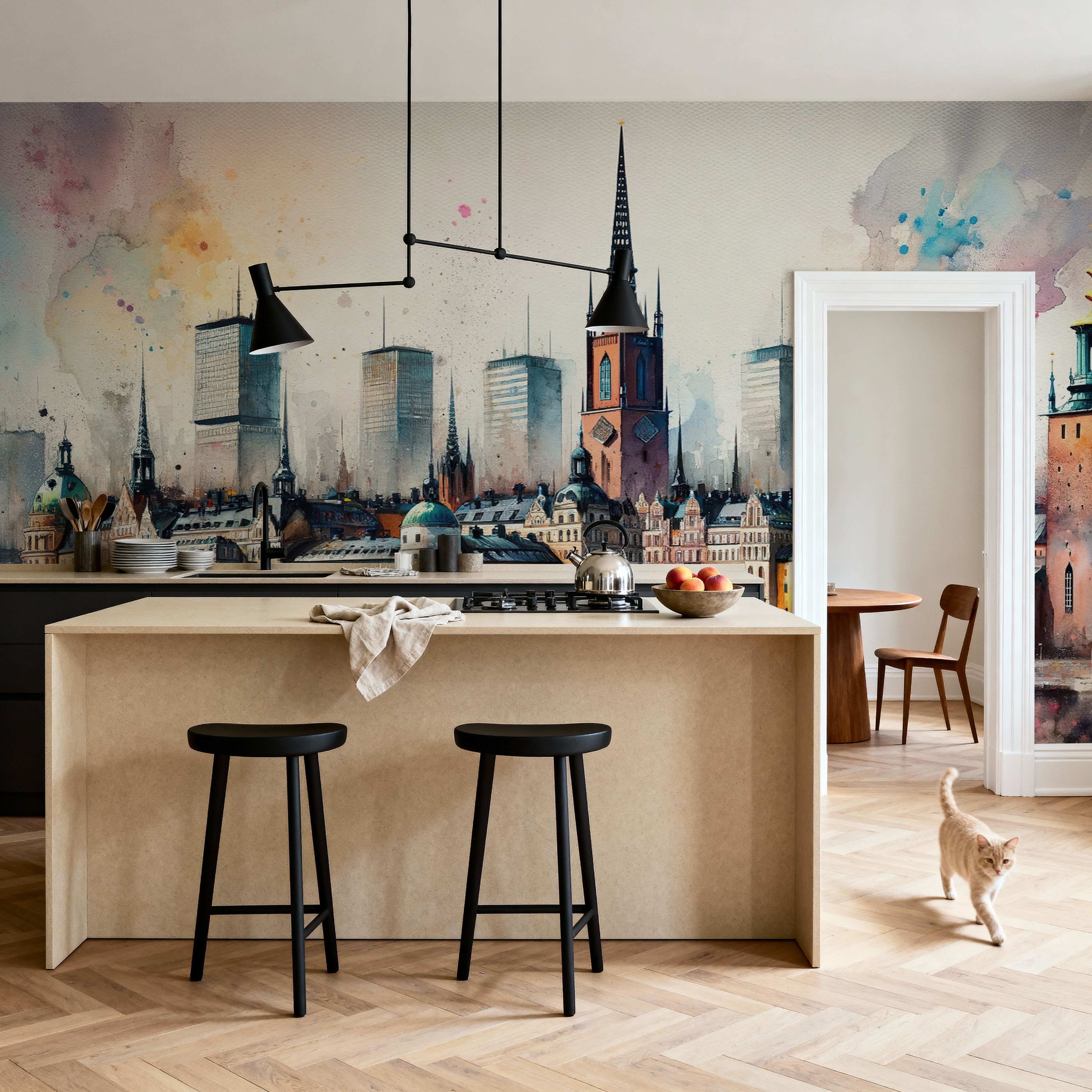 Watercolor Stockholm Skyline