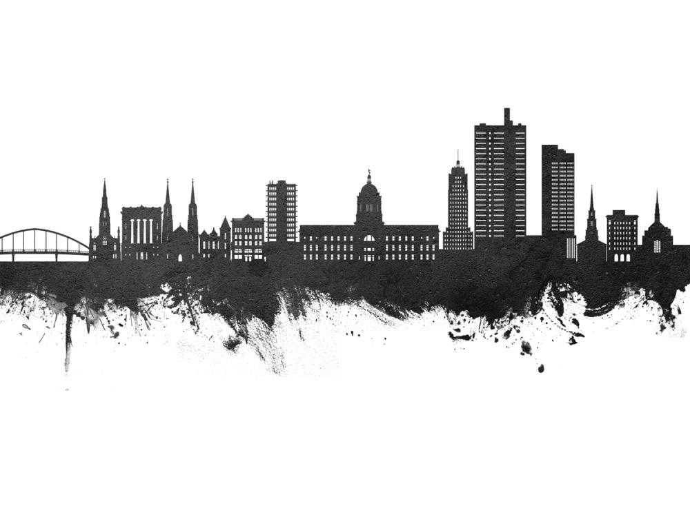 Fort Wayne Indiana Skyline Black & White