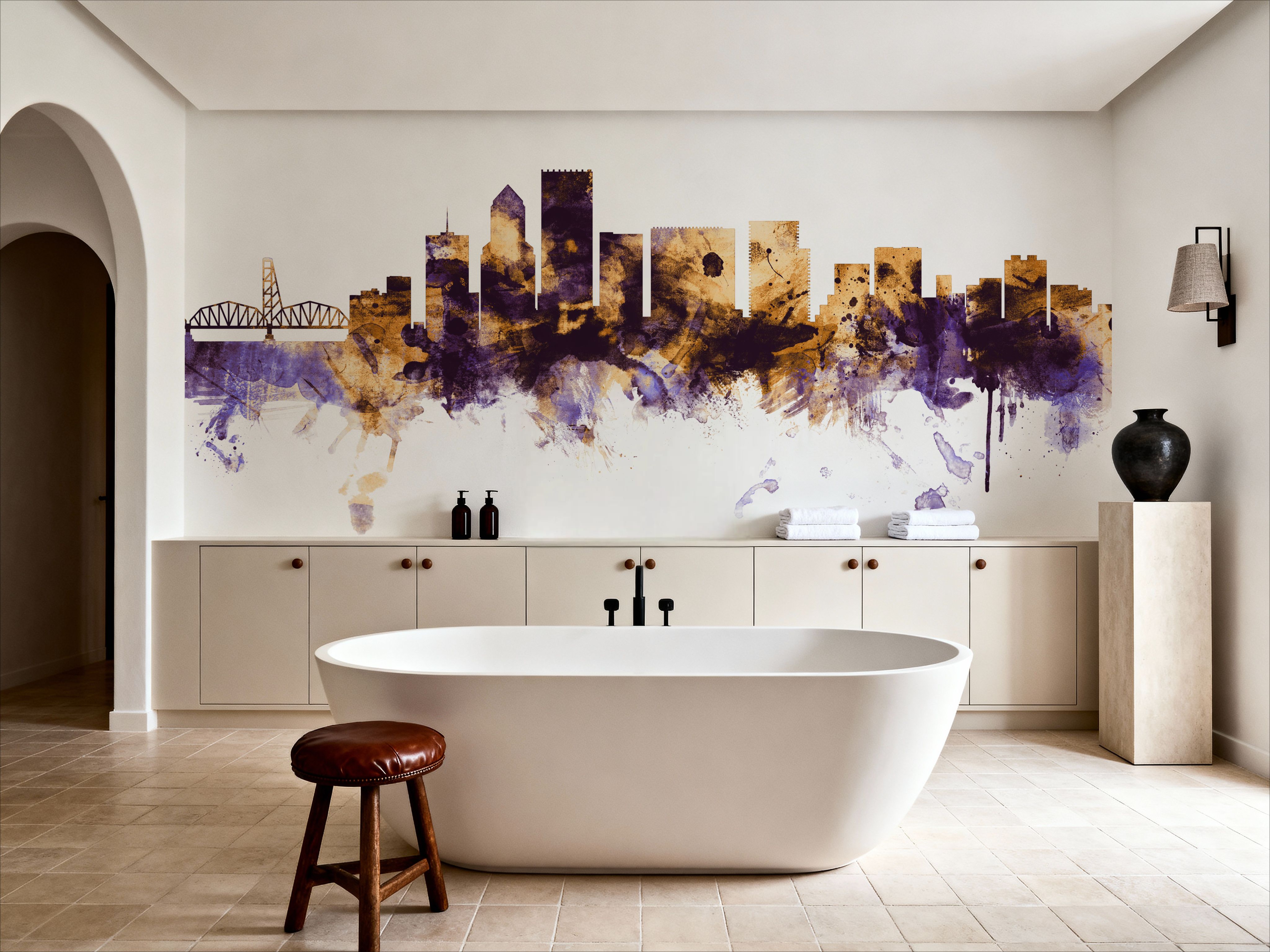 Portland Oregon Skyline Purple & Gold