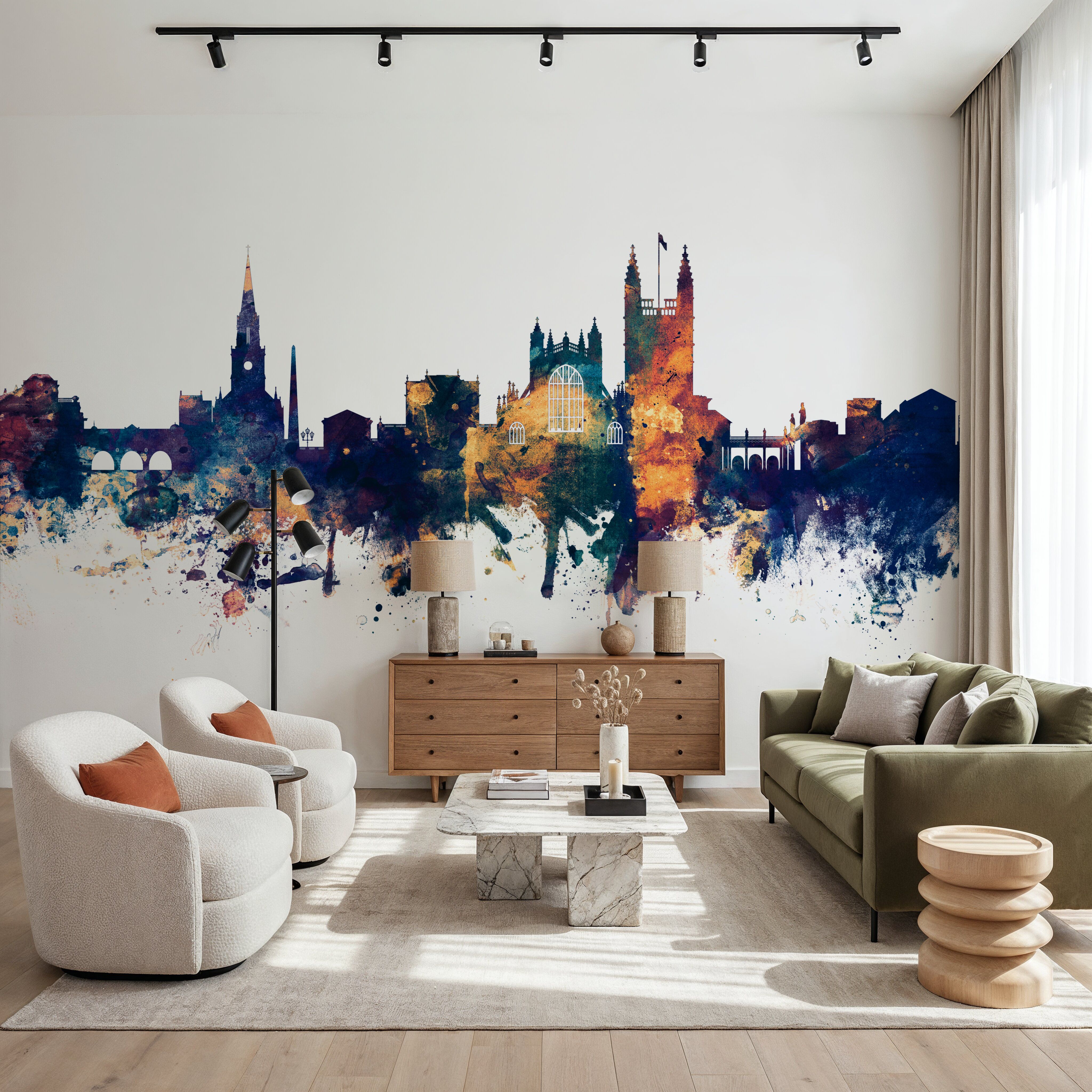 Bath England Skyline Blue & Bronze