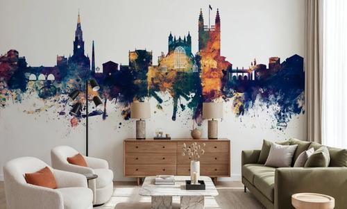 Bath England Skyline Blue & Bronze