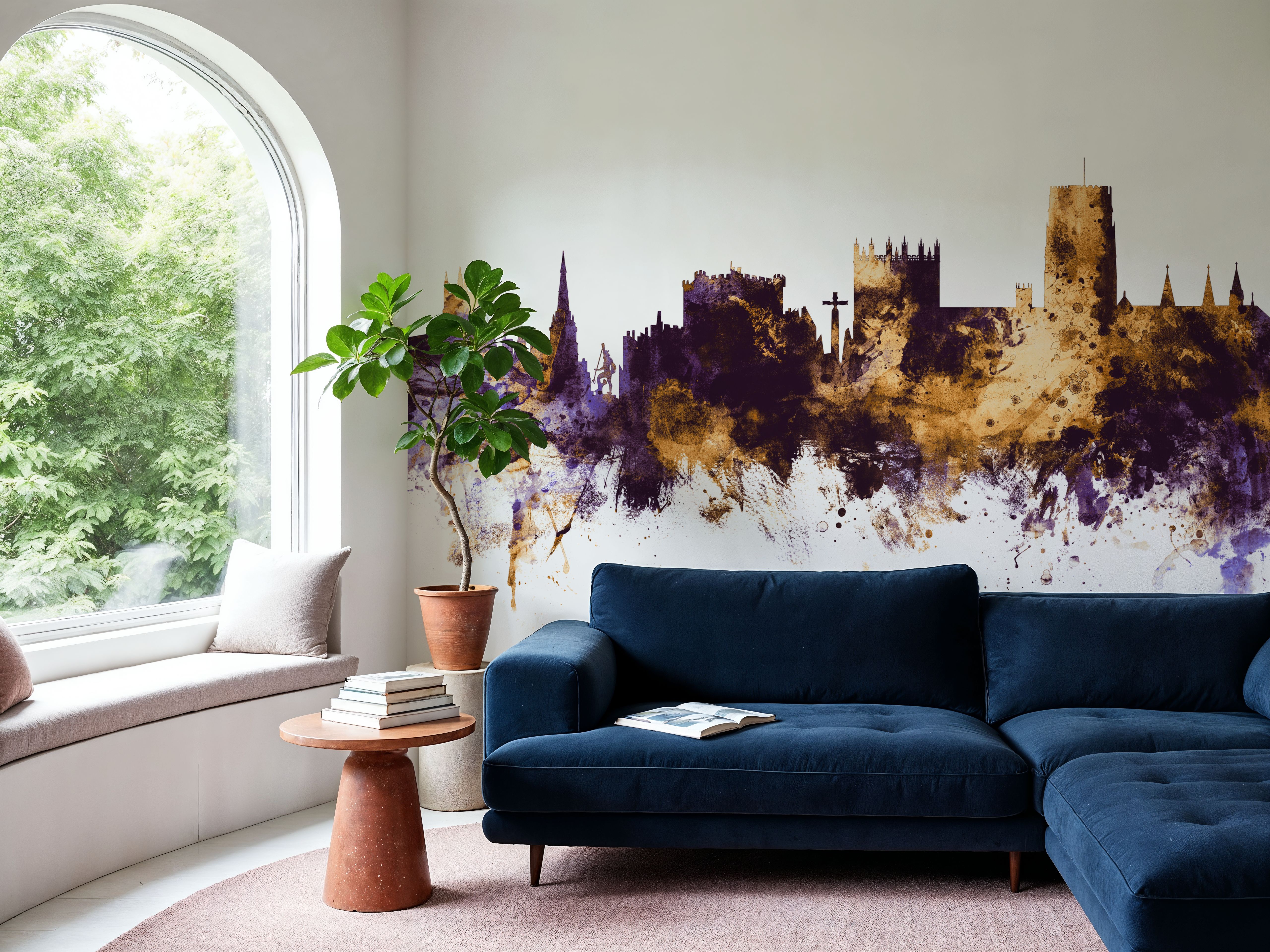 Durham England Skyline Purple & Gold