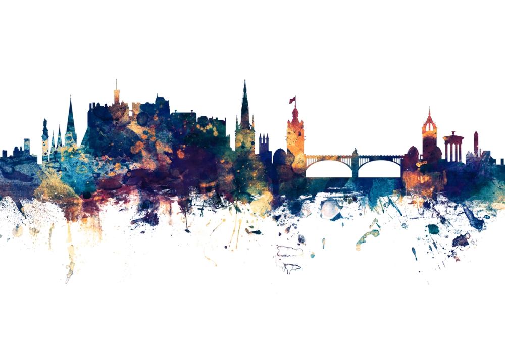 Edinburgh Scotland Skyline Blue & Bronze