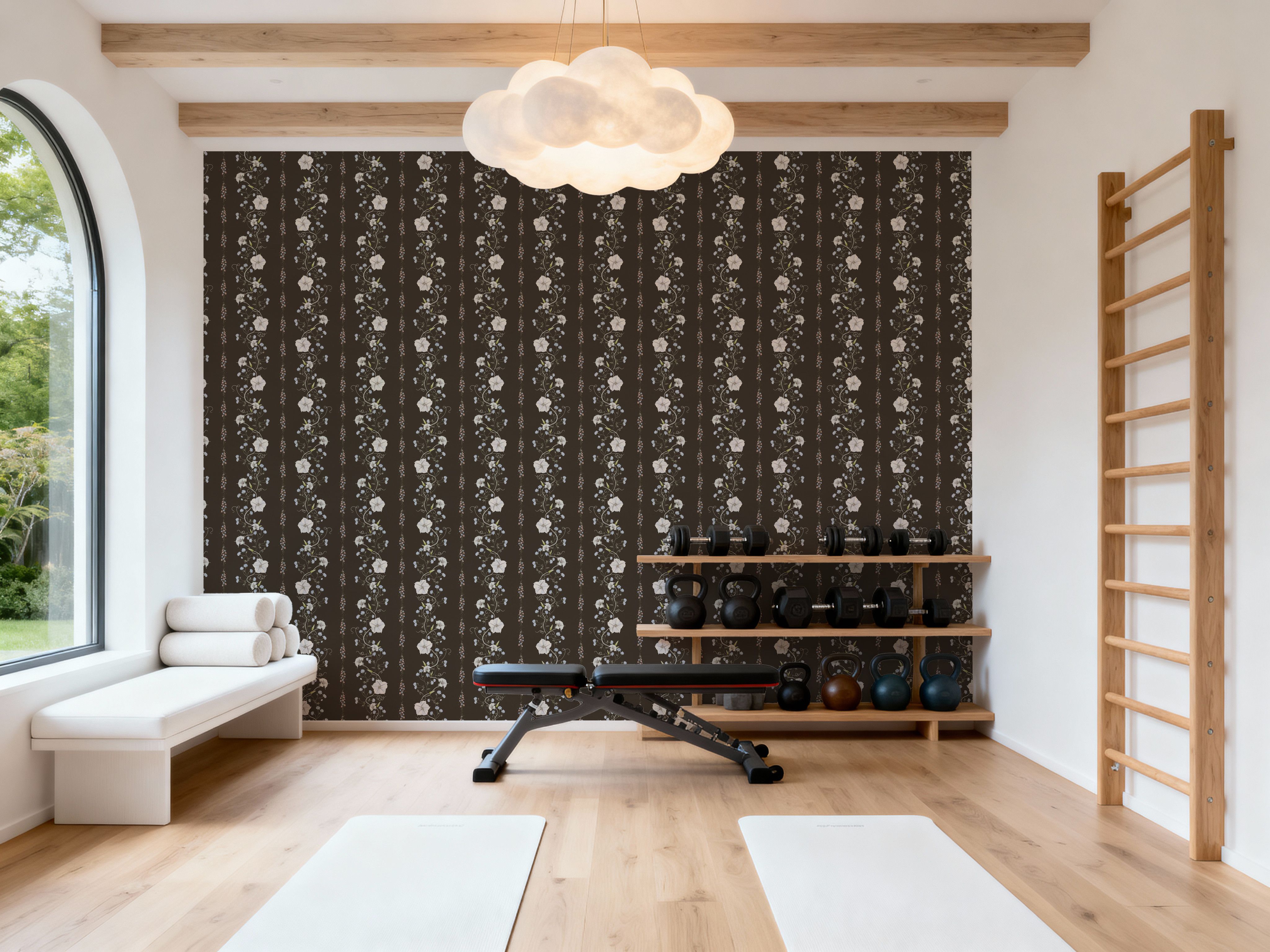 Trailing Flower Stripe, Walnut
