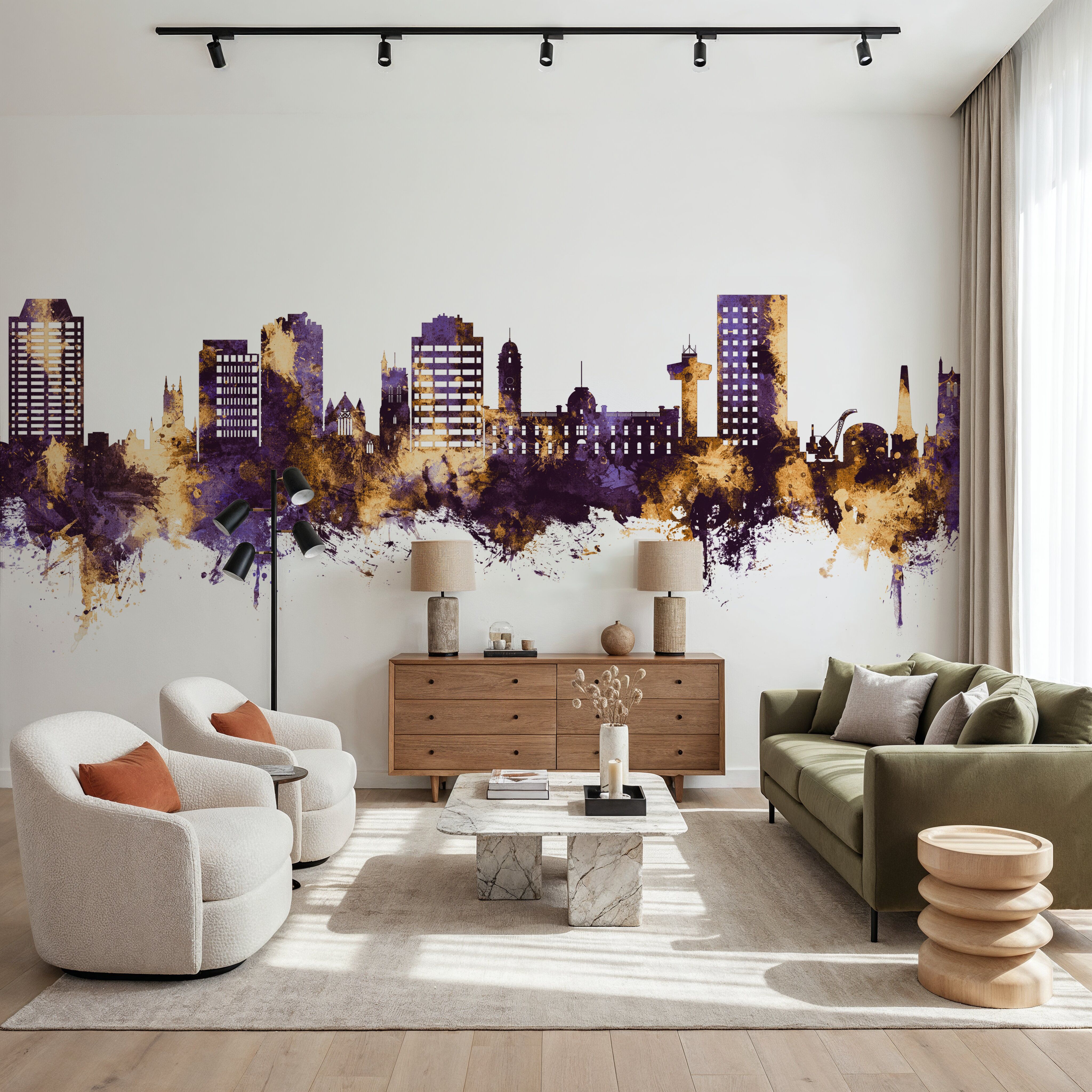 Hobart Australia Skyline Purple & Gold