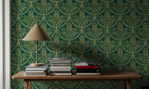 Art Deco Peacock Scallops, Emerald