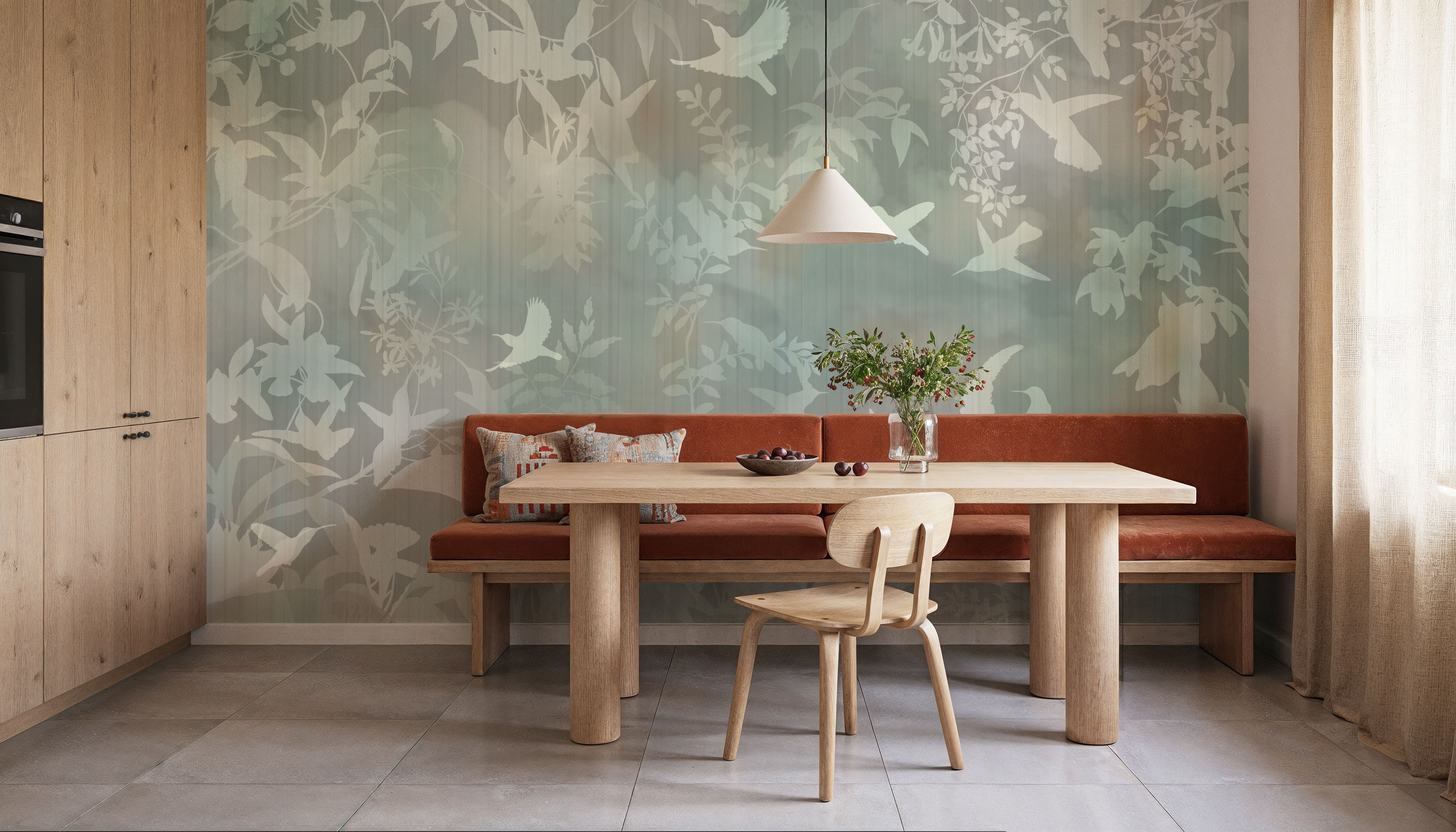 Birds in the Fog Green