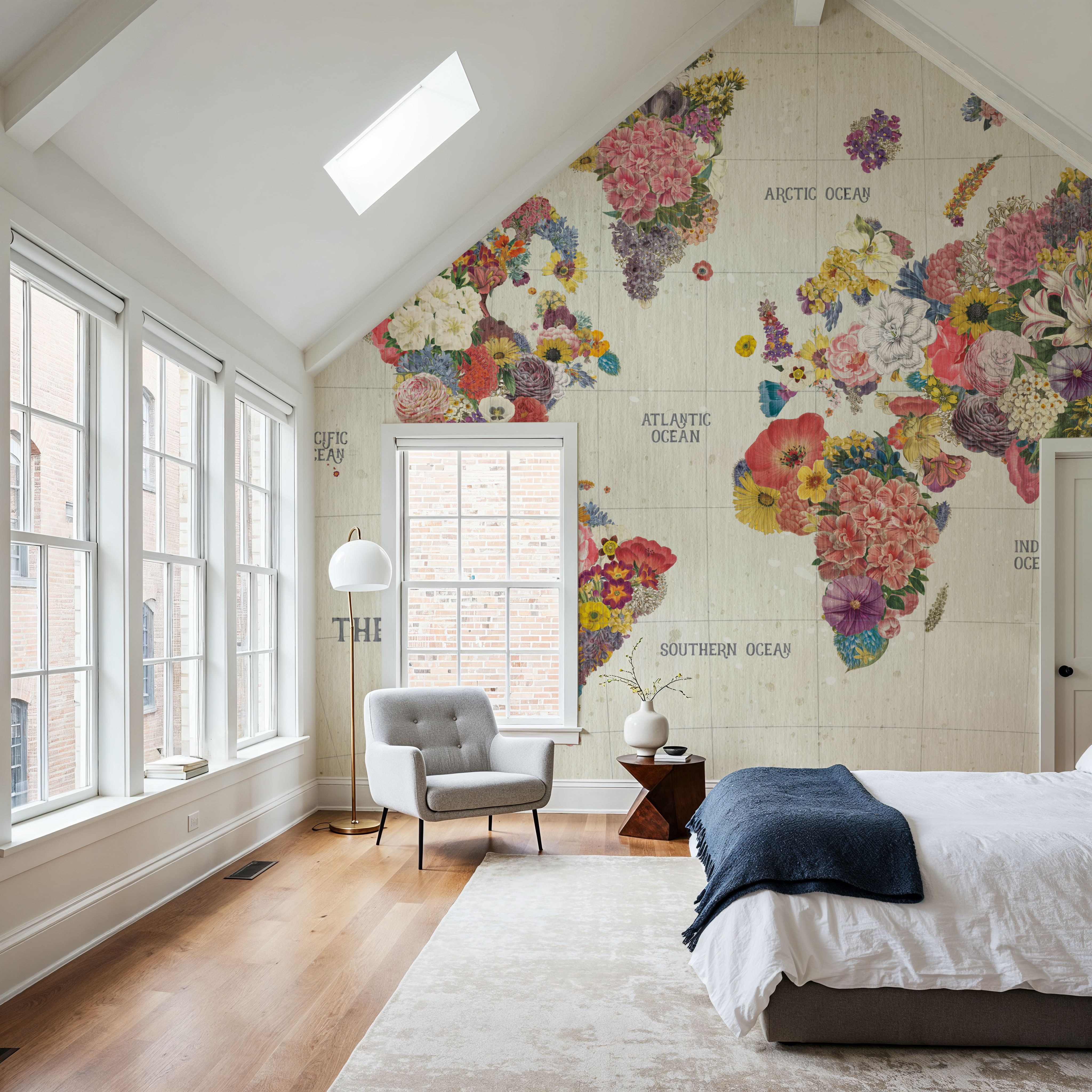 Botanical Floral Map Light Words