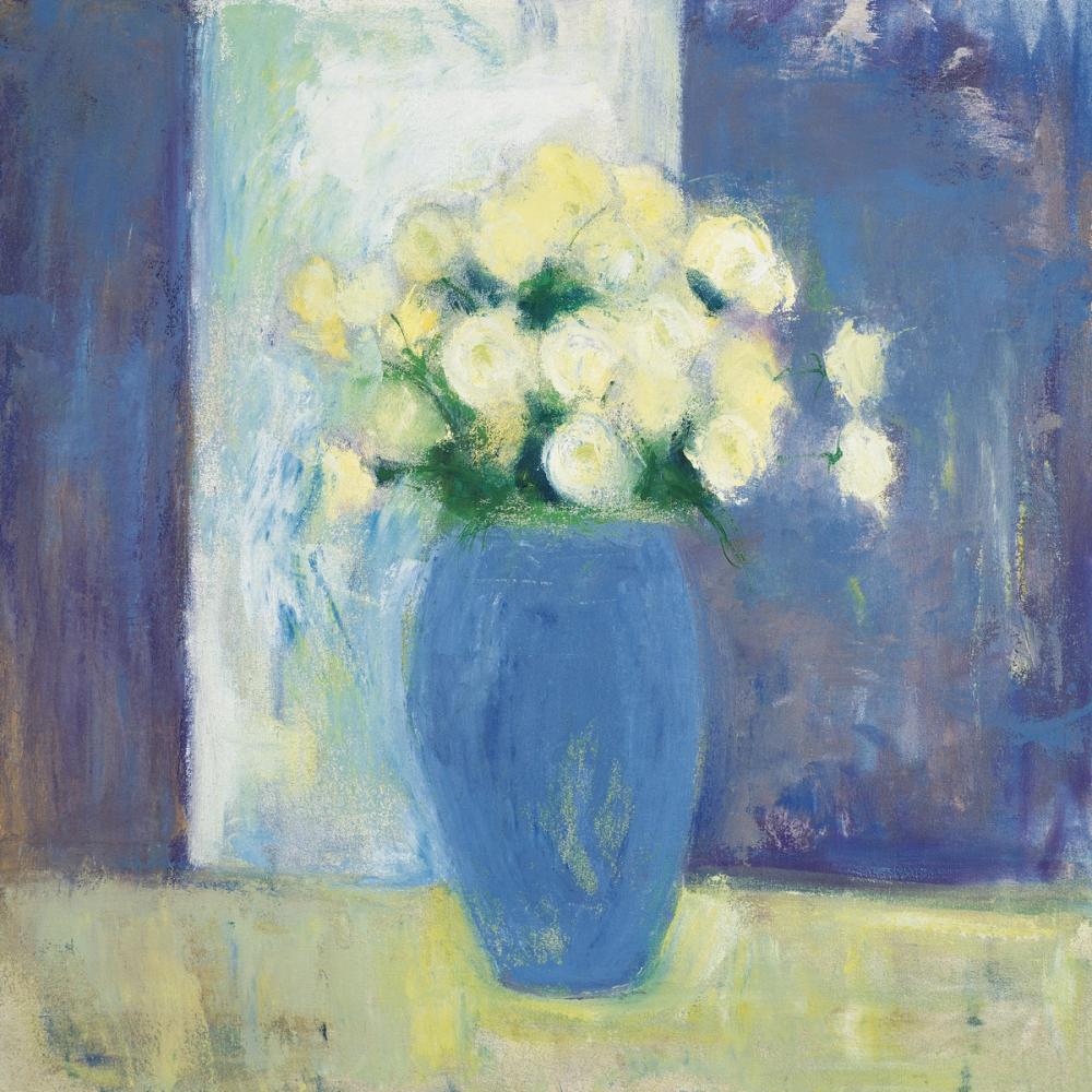Ranunculi in Blue Vase