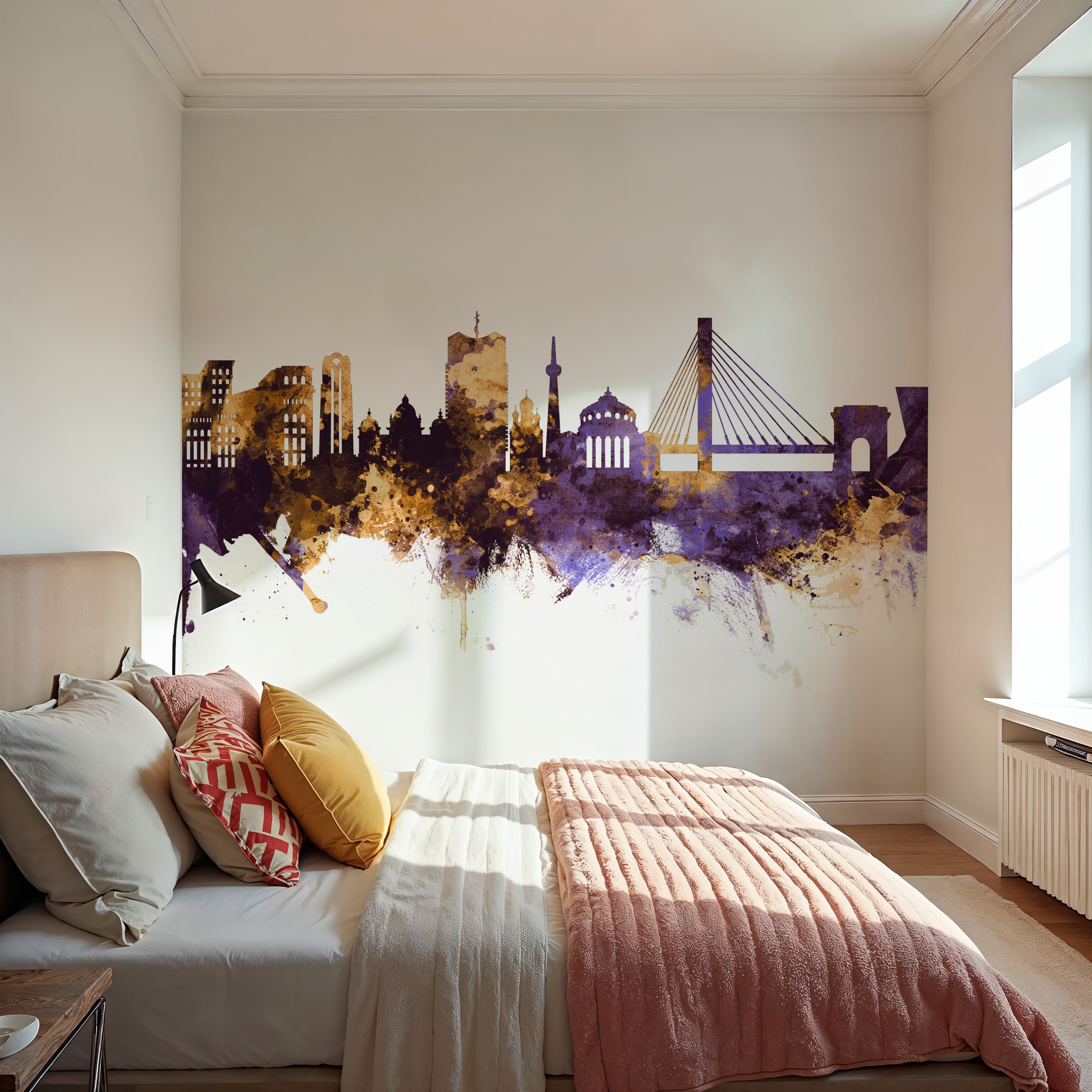Bucharest Romania Skyline Purple & Gold