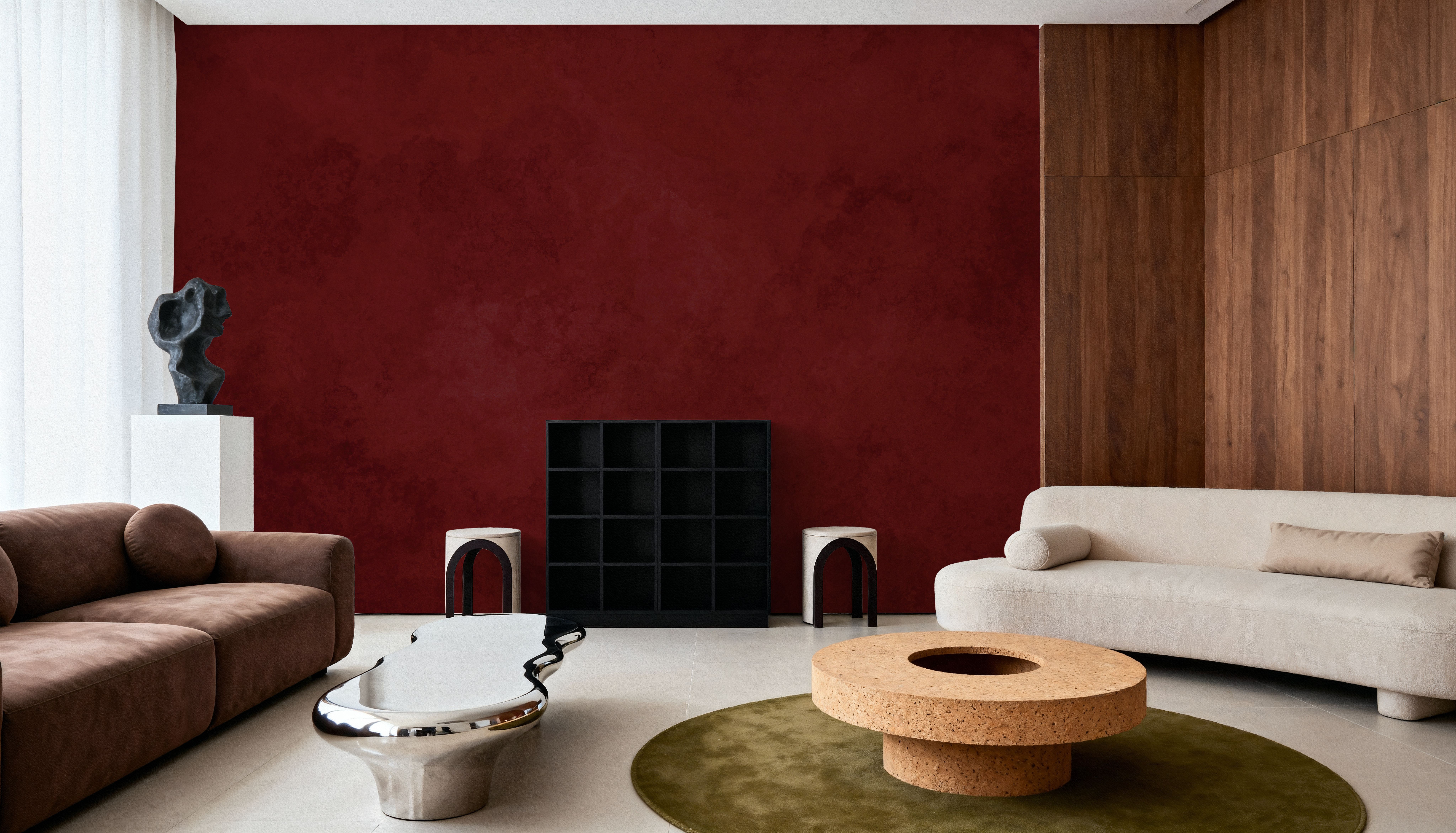 Subtle Plaster Wall, Cherry Red