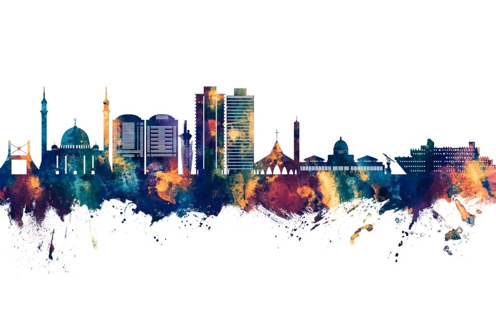 Abuja Nigeria Skyline Blue & Bronze