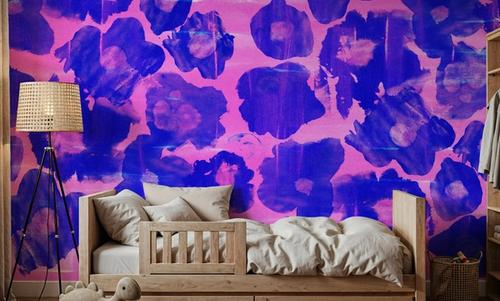 Flower Poufs, Indigo on Pink