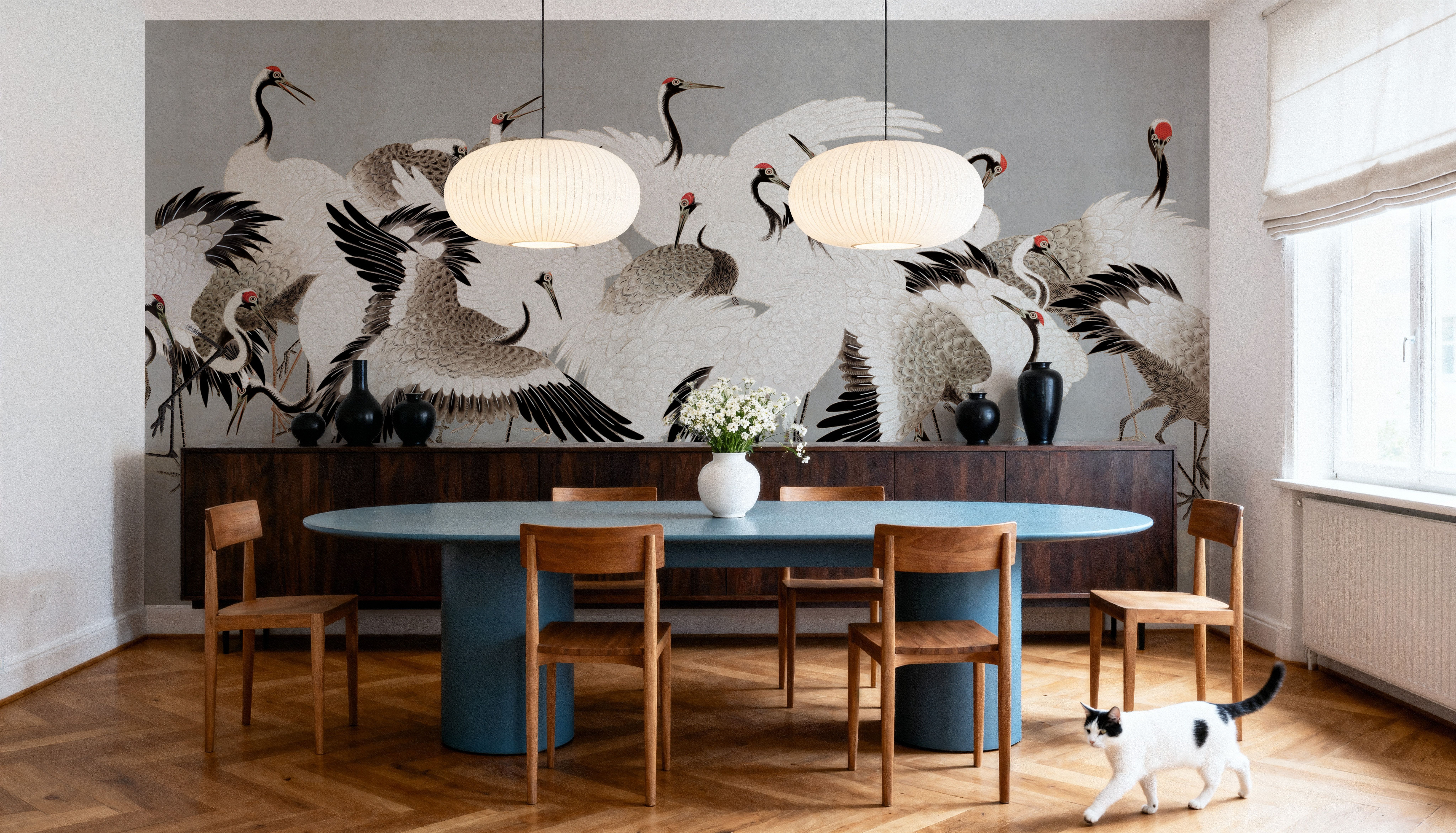 Japanese Flock of Cranes, Pewter