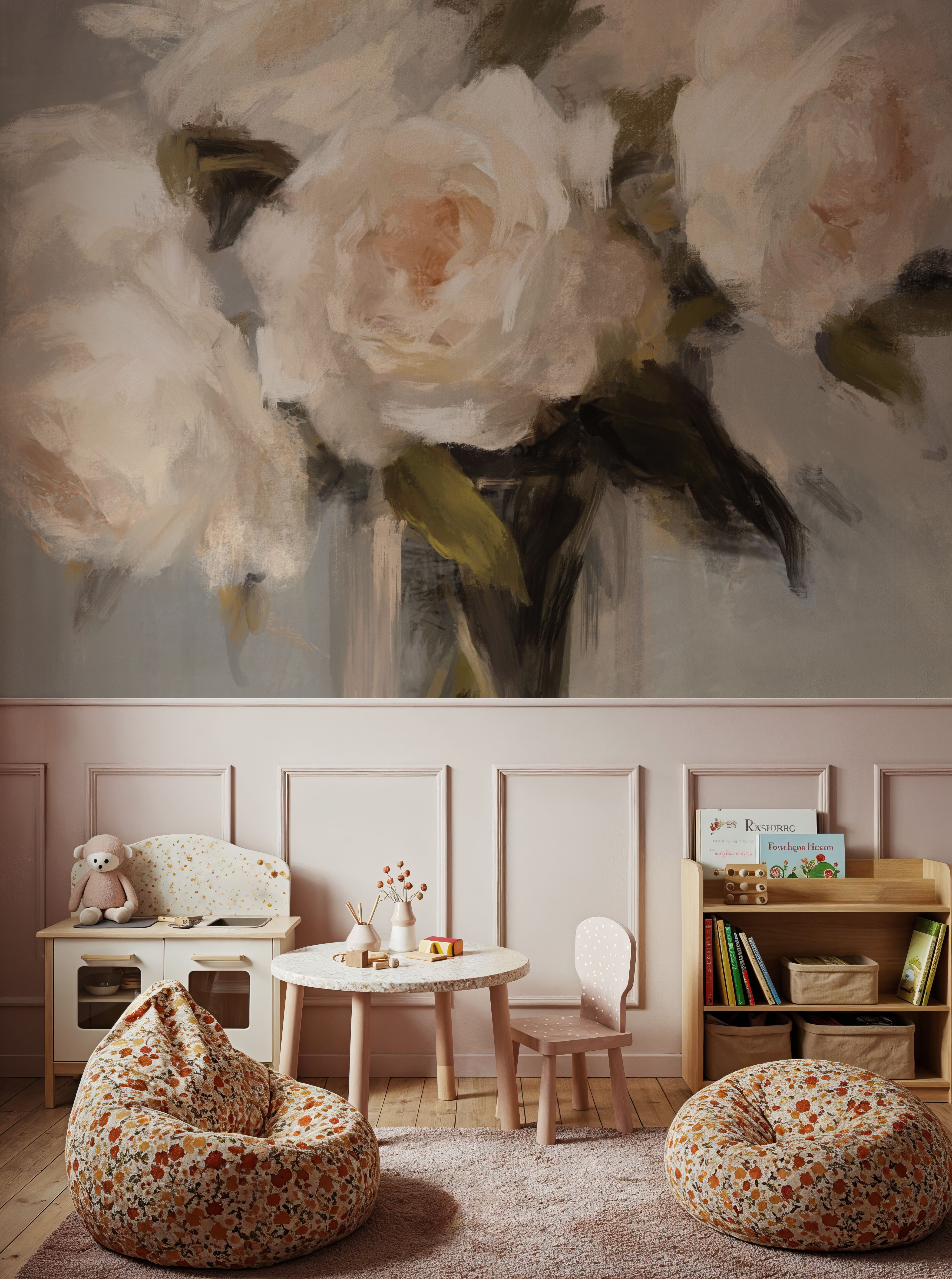 Painterly White Roses