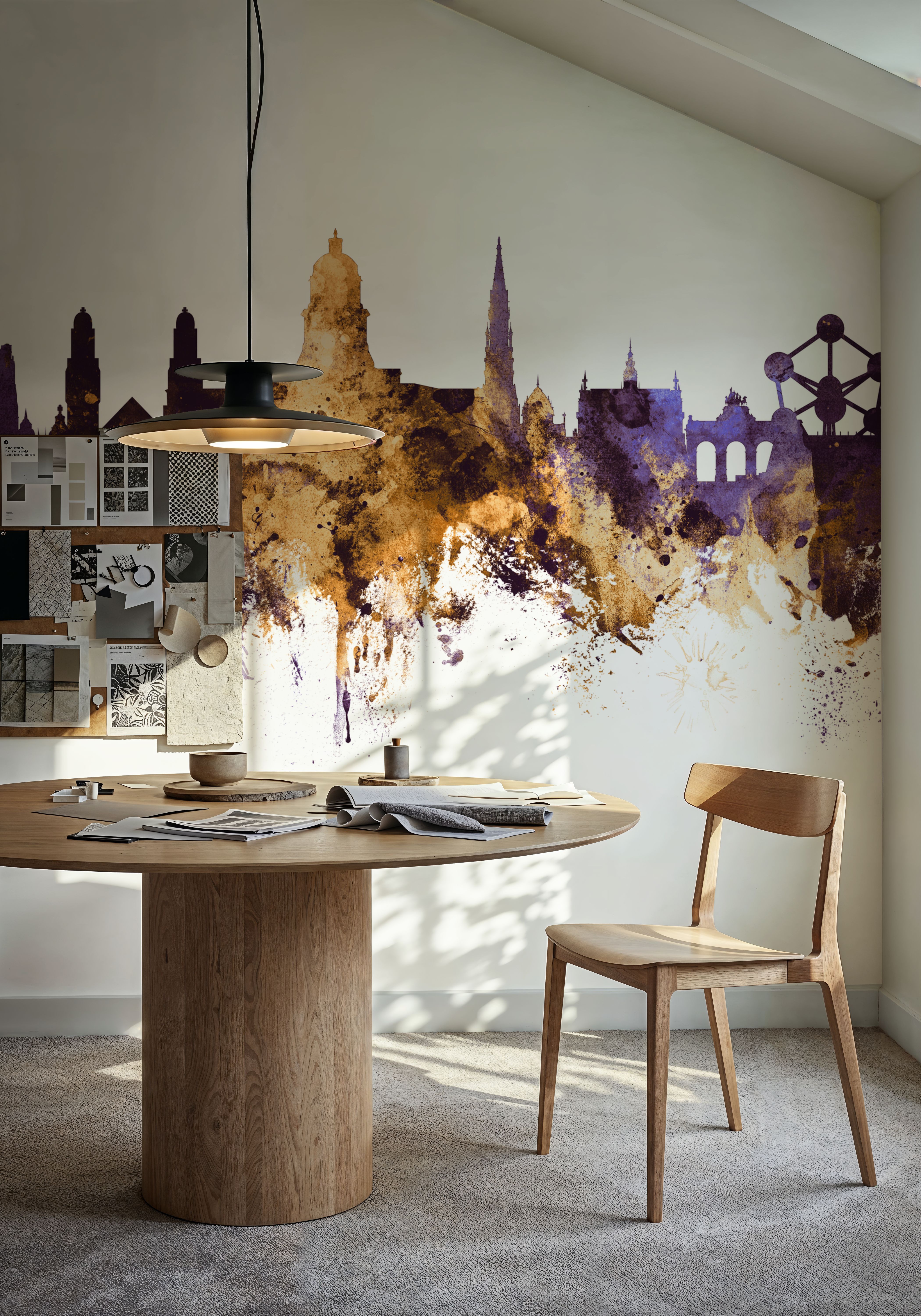 Brussels Belgium Skyline Purple & Gold