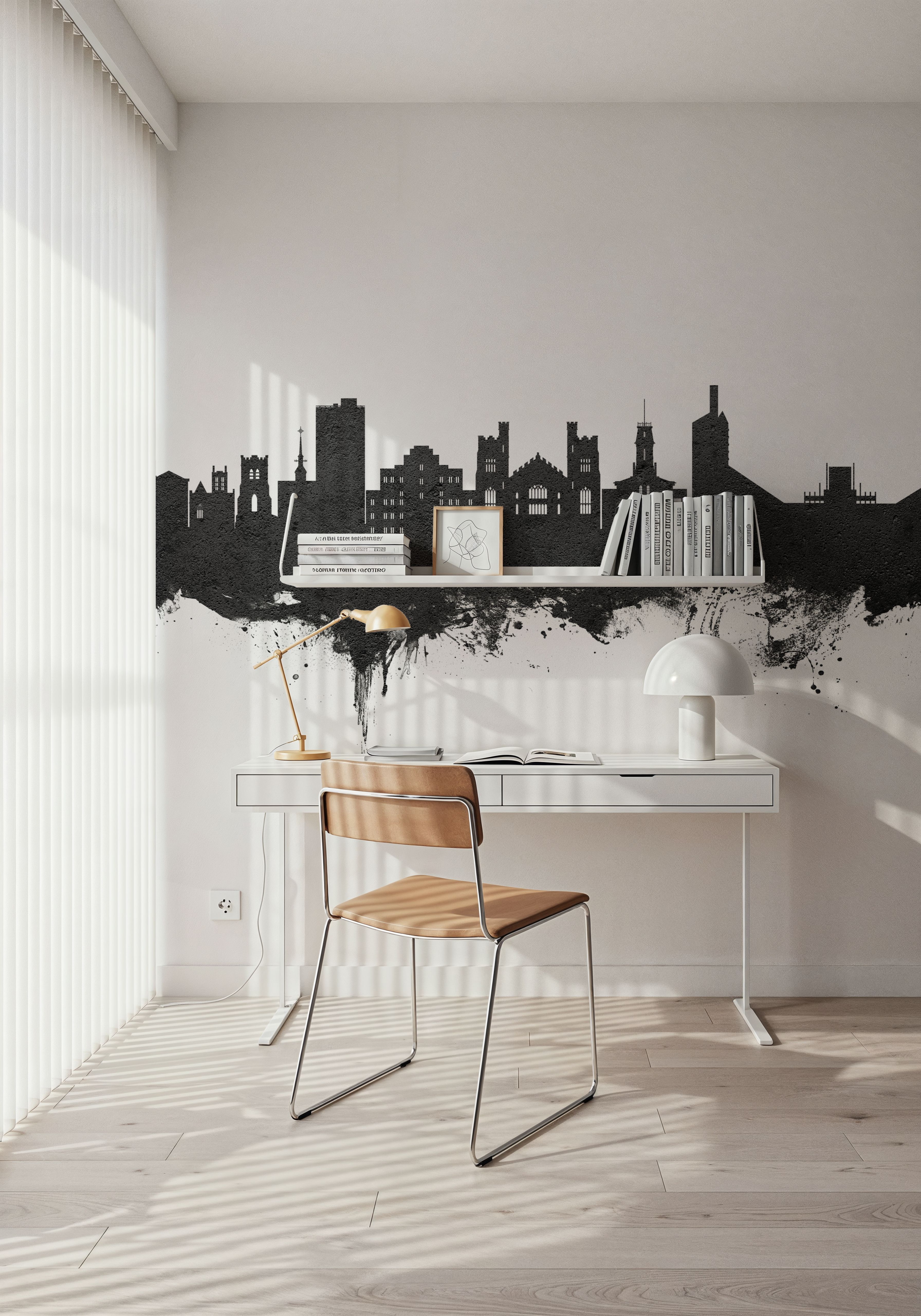 Wall Mural - Boulder Colorado Skyline Black & White - Contemporary mural wallpaper - Bedroom - Wallism US - Premium, Textured or Peel & Stick