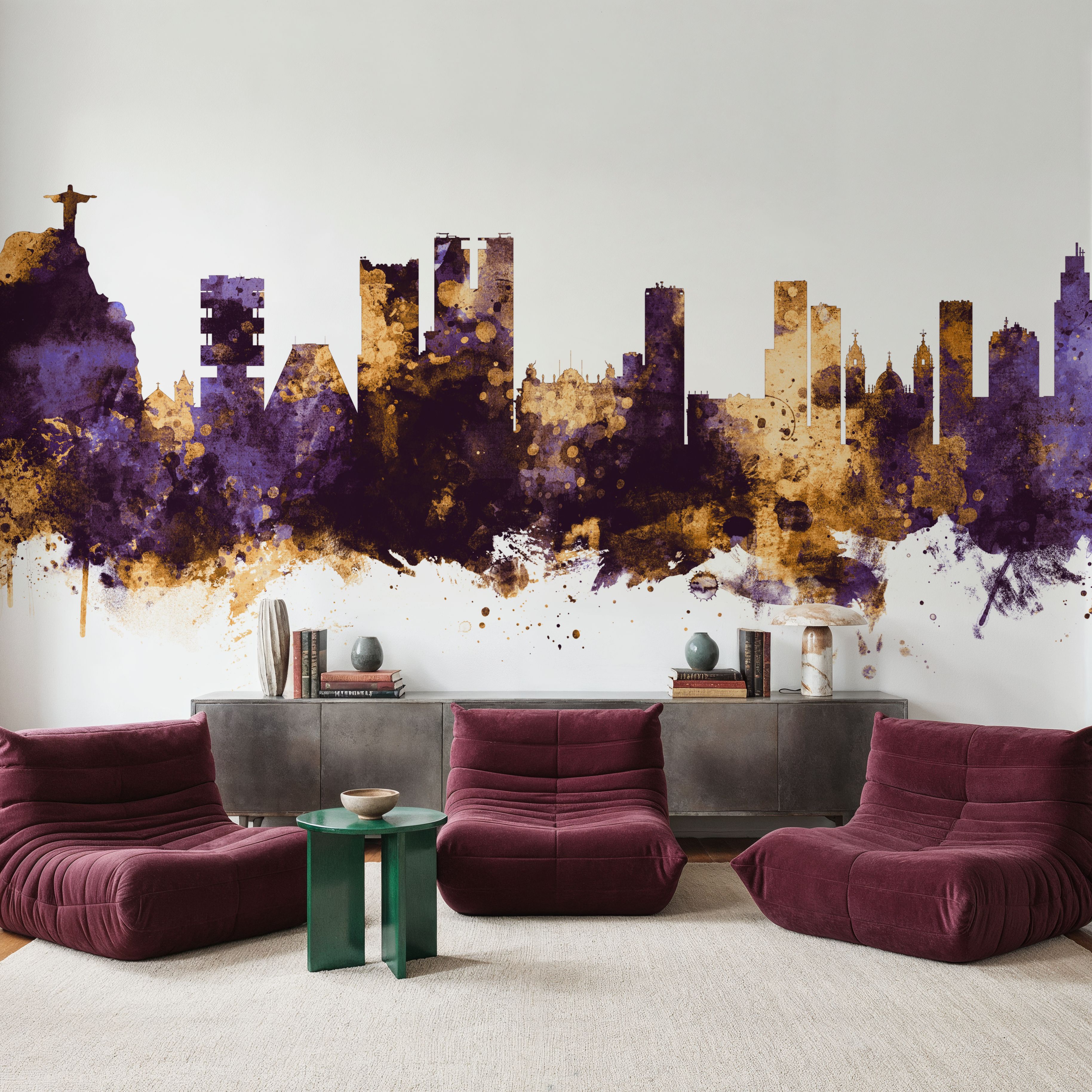 Rio de Janeiro Brazil Skyline Purple & Gold