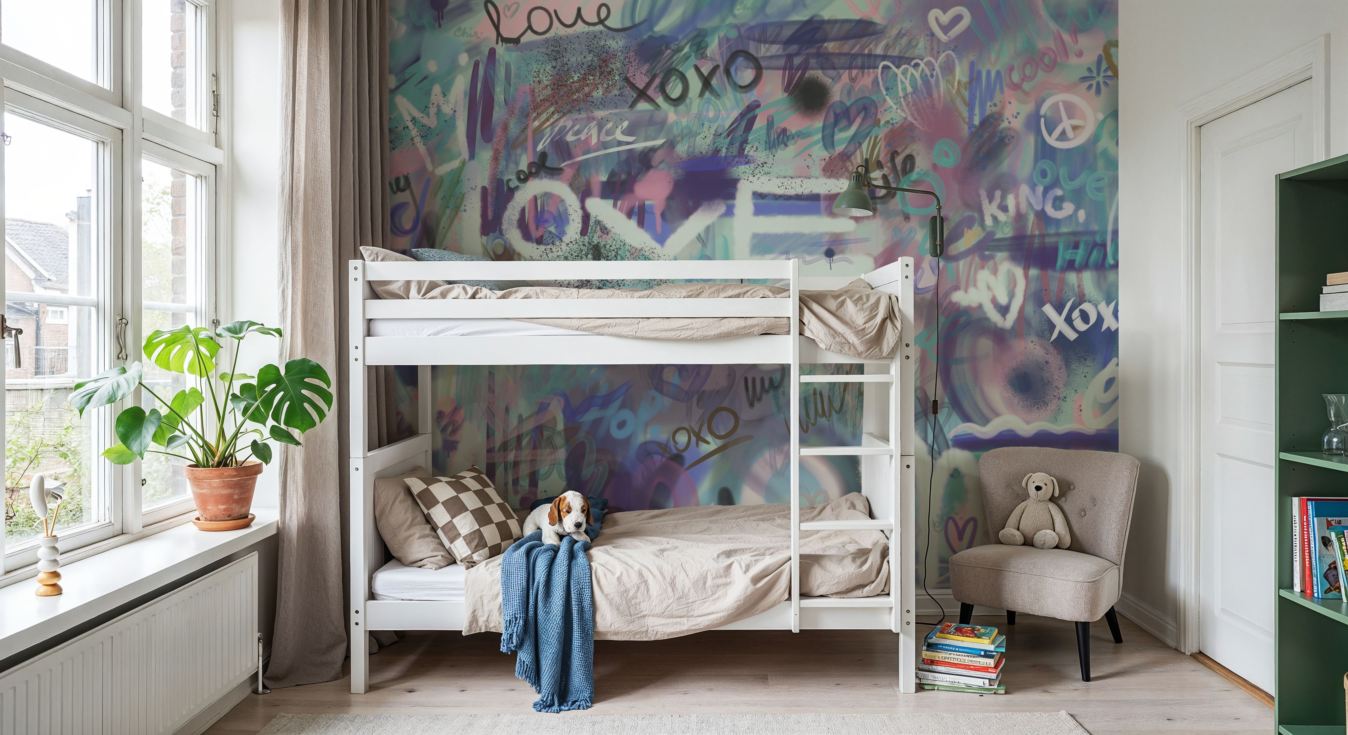 Graffiti Love, Purple, Tapeten