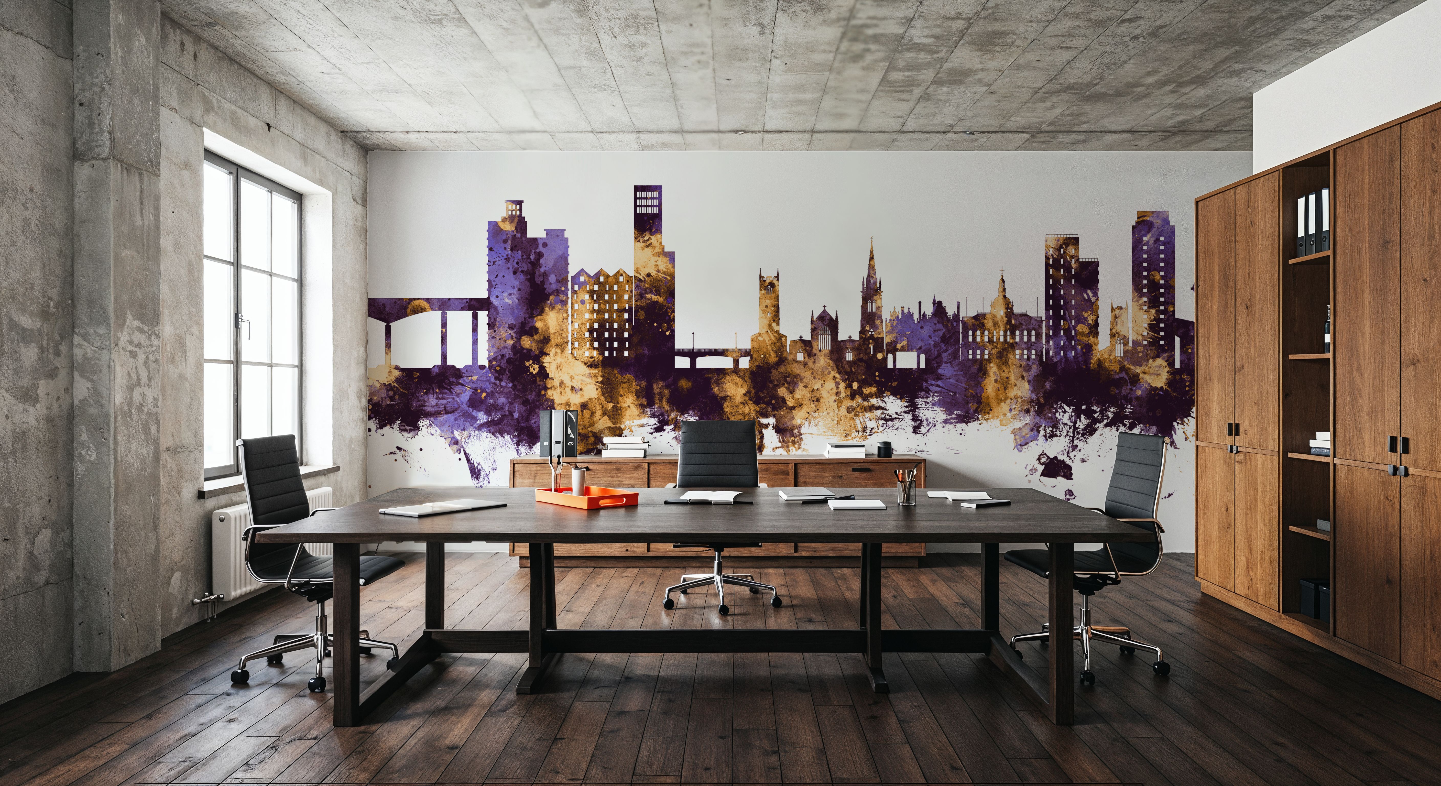 Ipswich England Skyline Purple & Gold