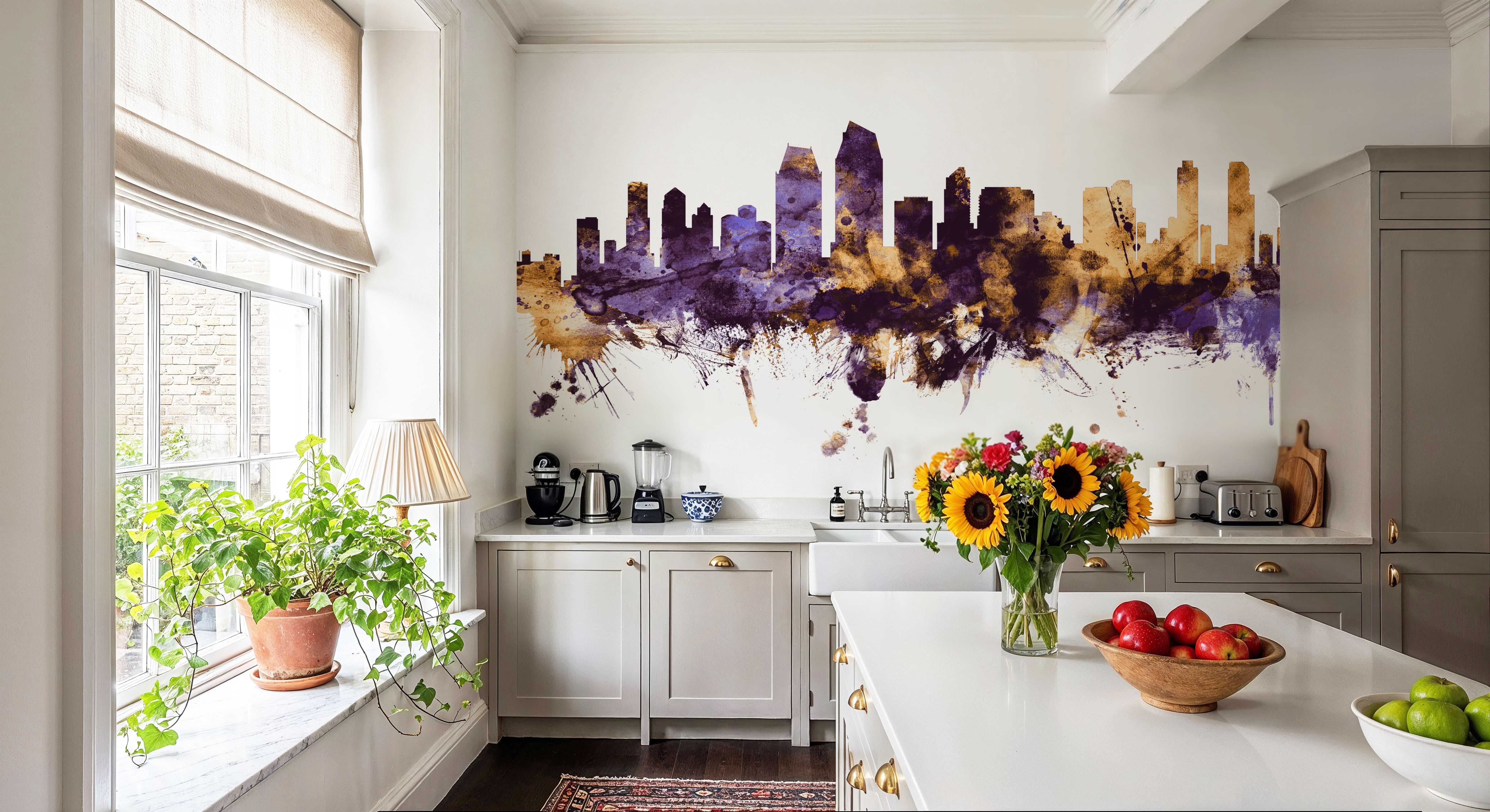 San Diego California Skyline Purple & Gold