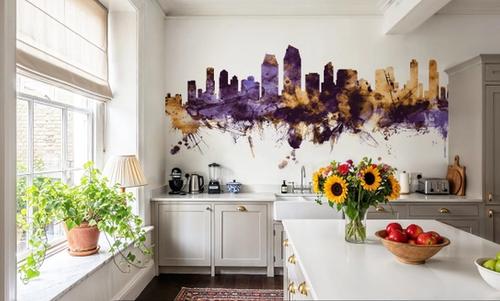 San Diego California Skyline Purple & Gold