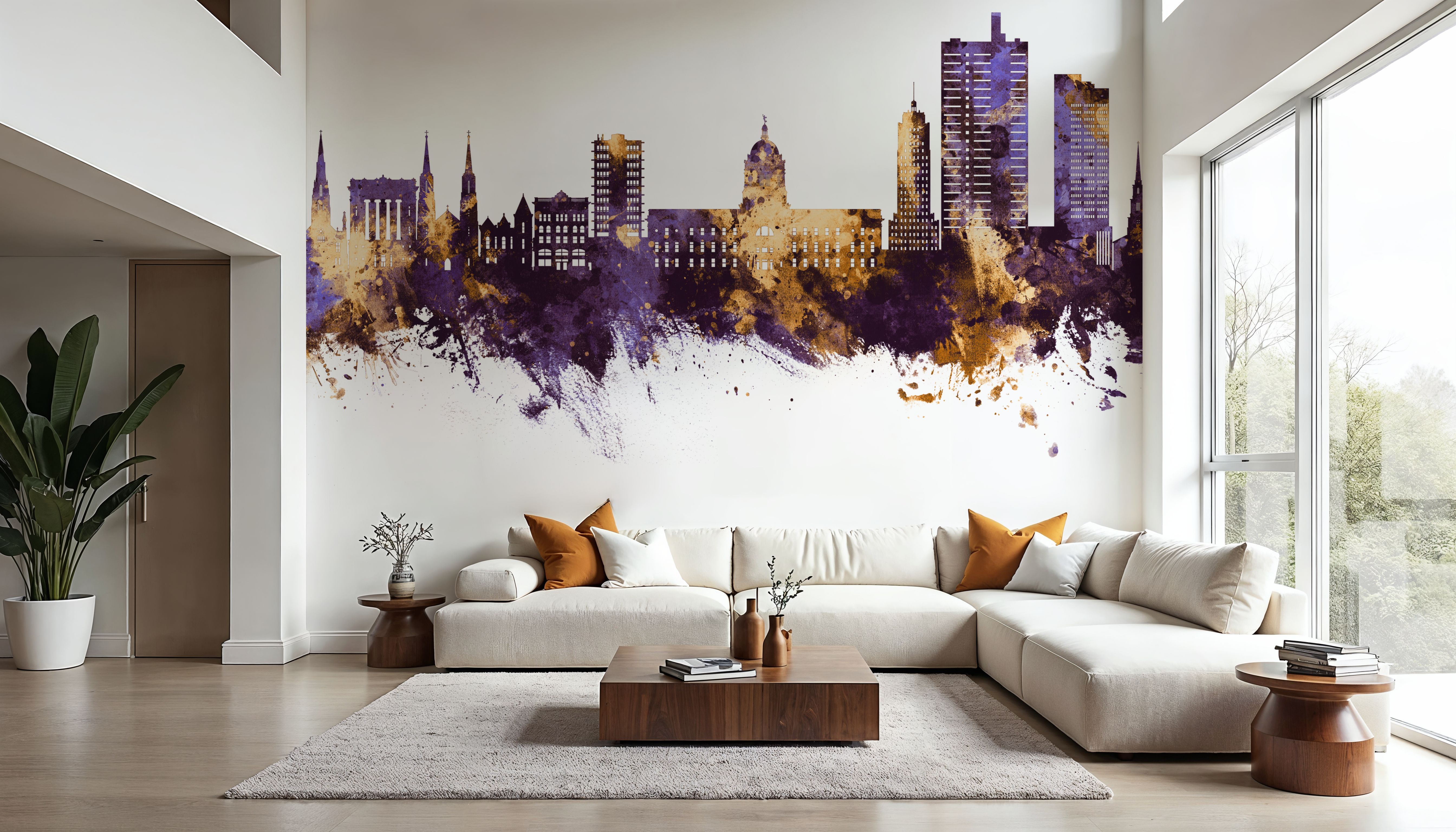 Fort Wayne Indiana Skyline Purple & Gold