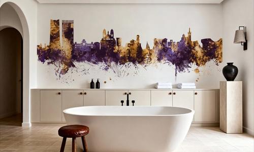 Marseille France Skyline Purple & Gold