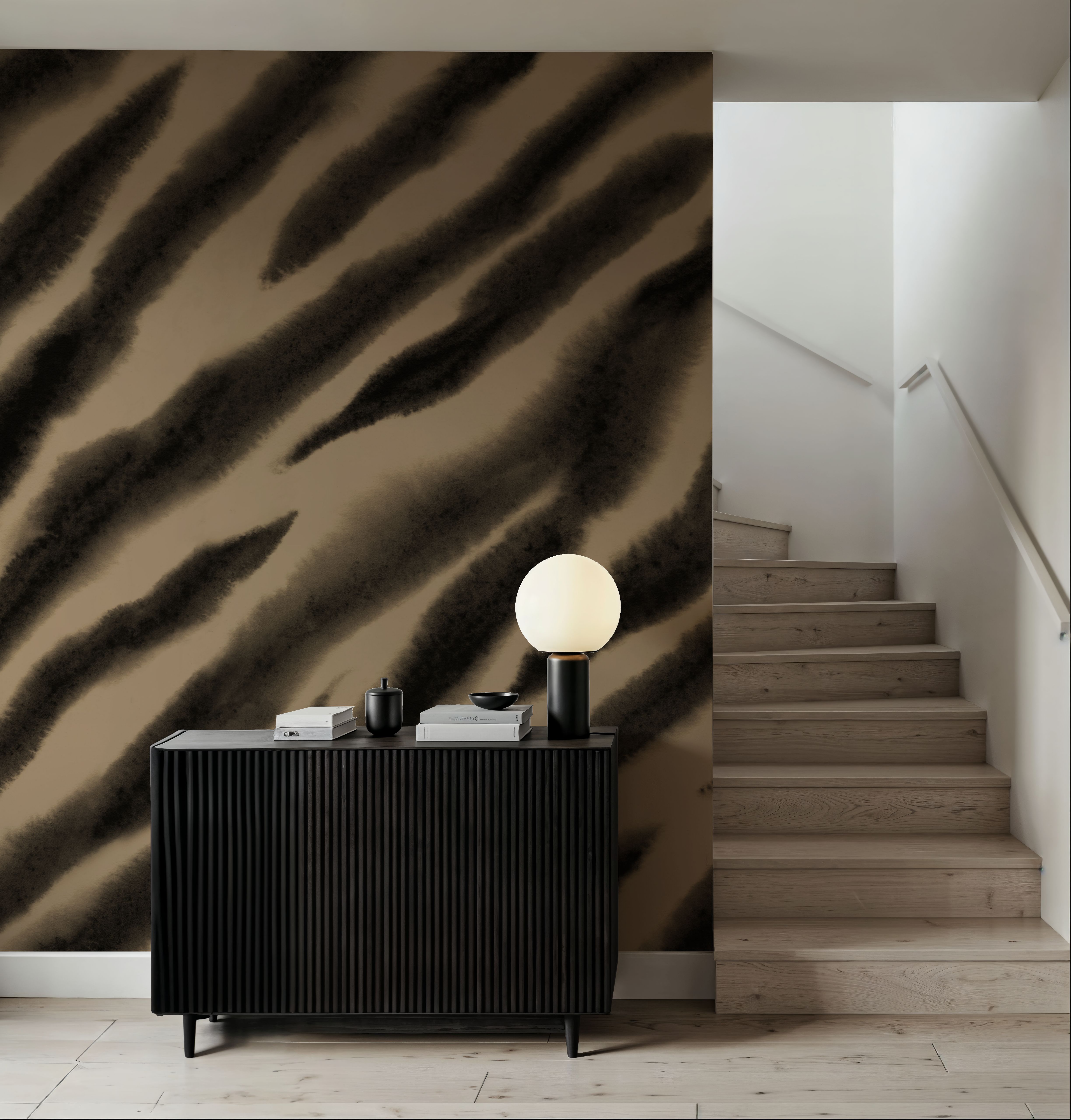 Watercolor Tiger Stripes, Mocha