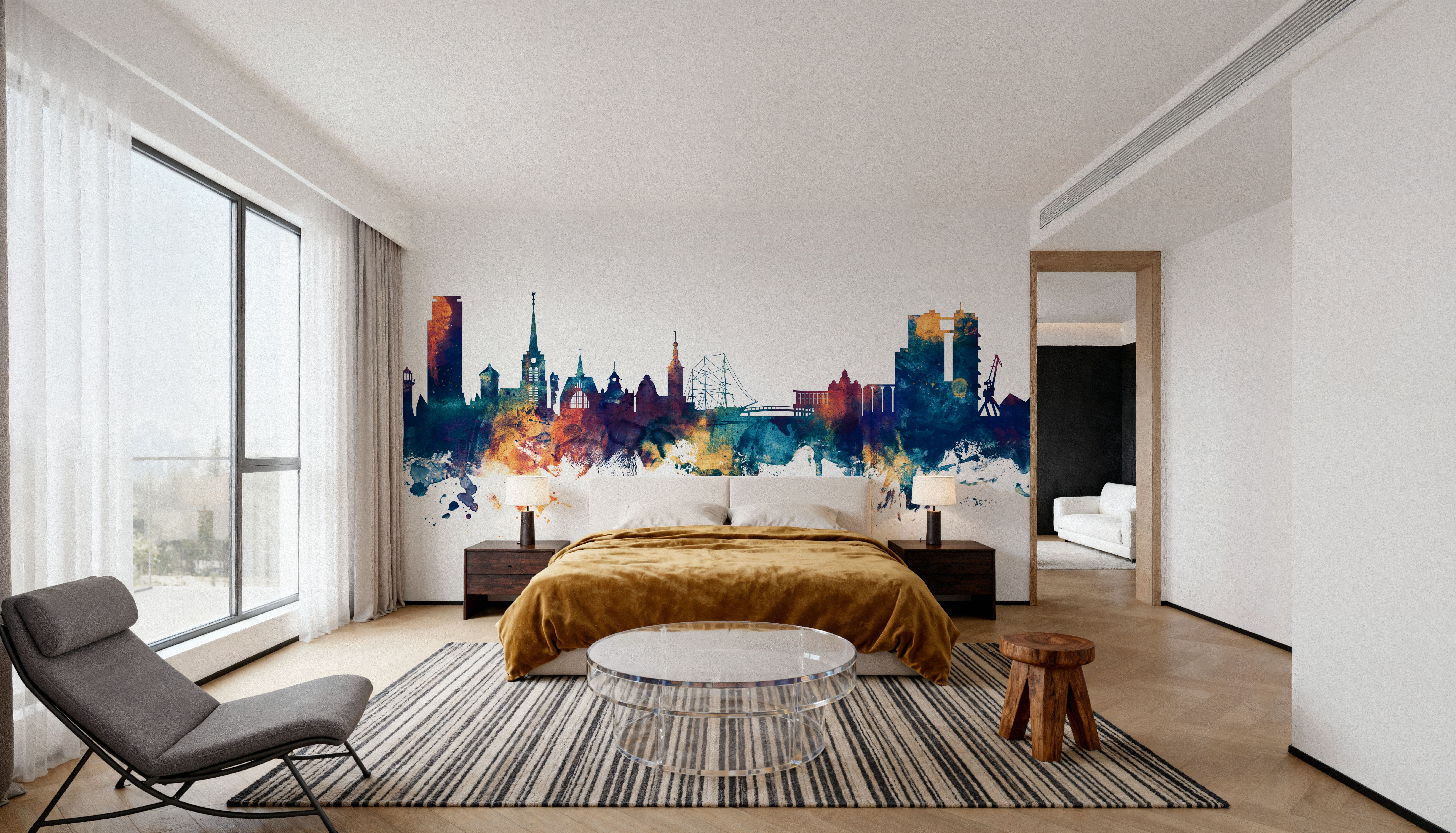 Halmstad Sweden Skyline Blue & Bronze