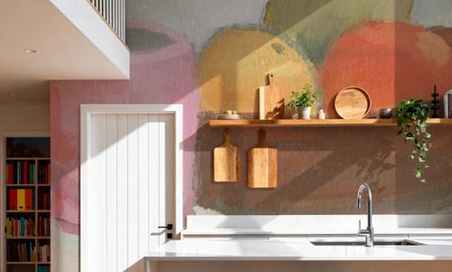 Pink Cup with Wooden Bowl