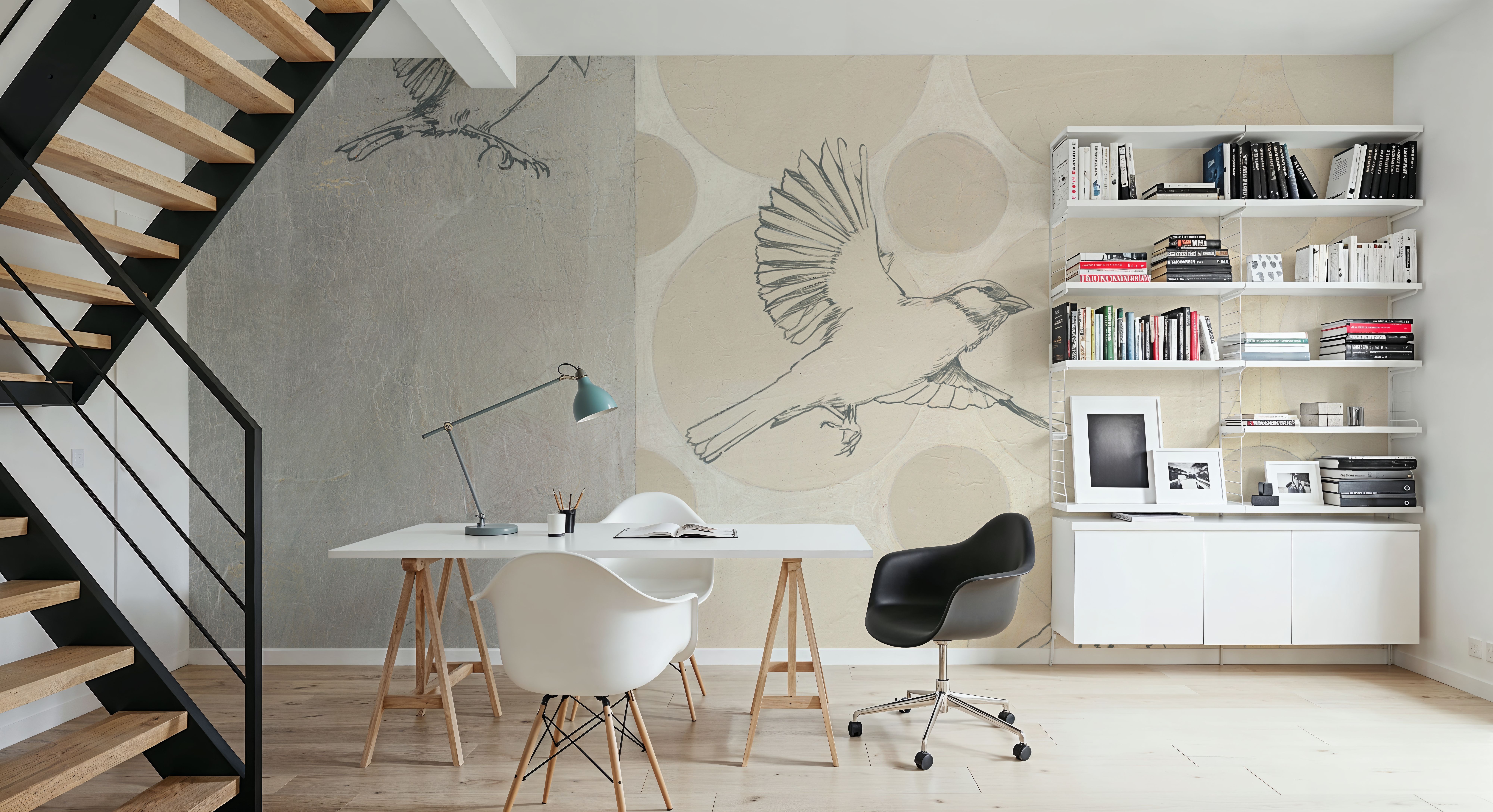 Sparrows Alighting, Behang