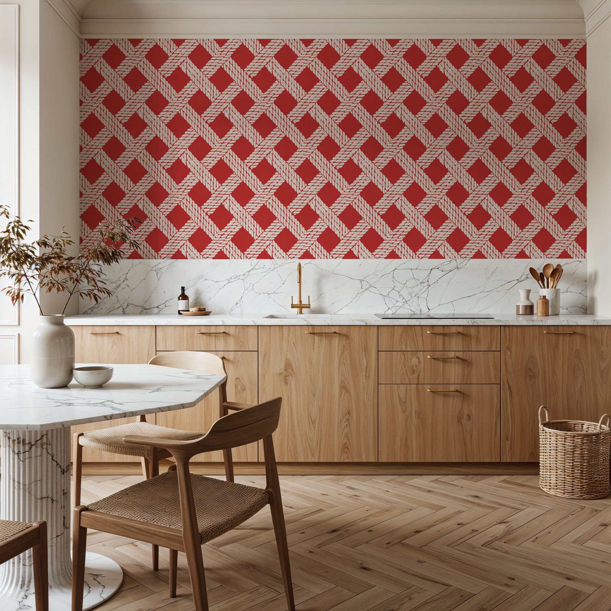 Seafood Shanty White On Red I