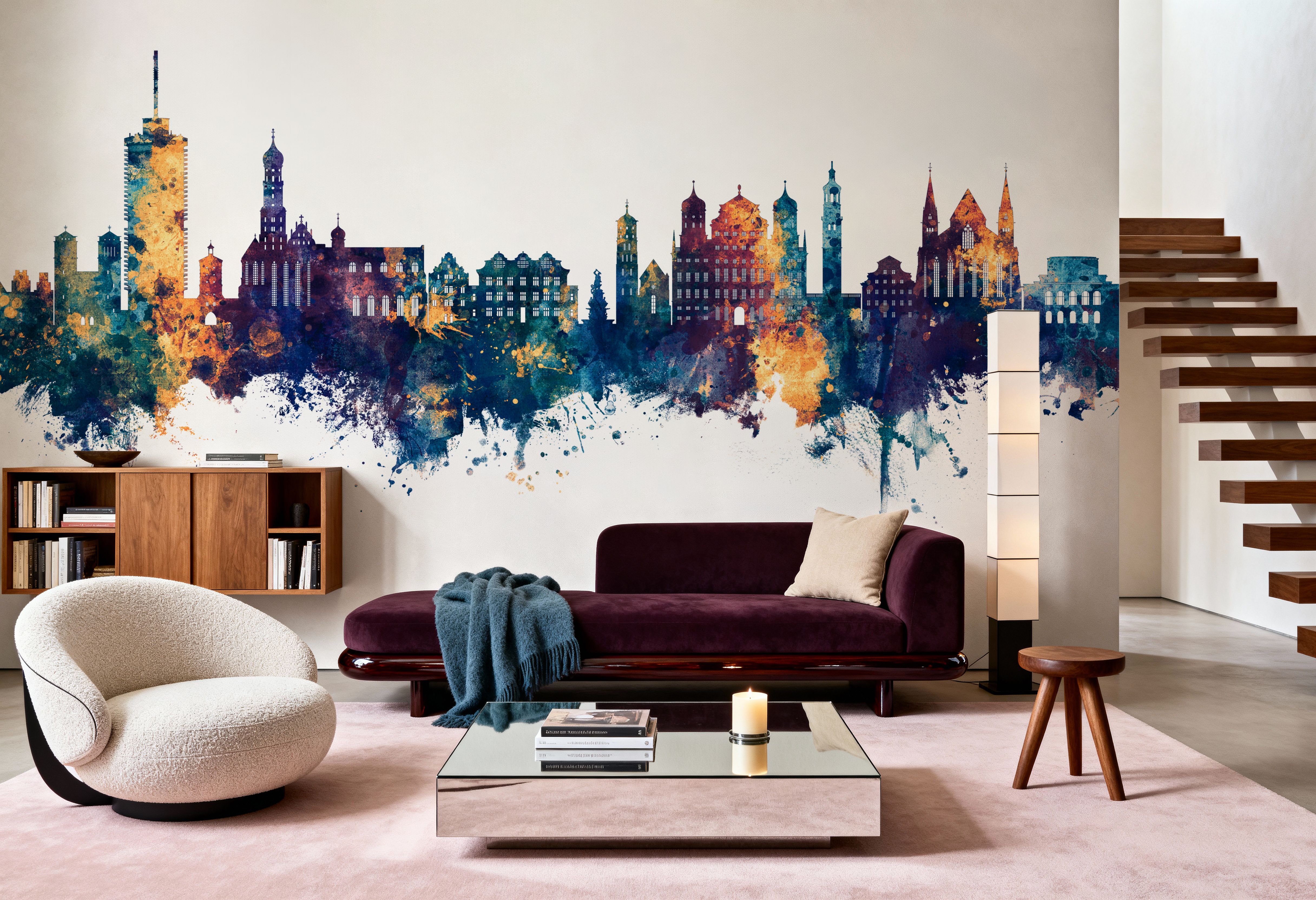 Augsburg Germany Skyline Blue & Bronze