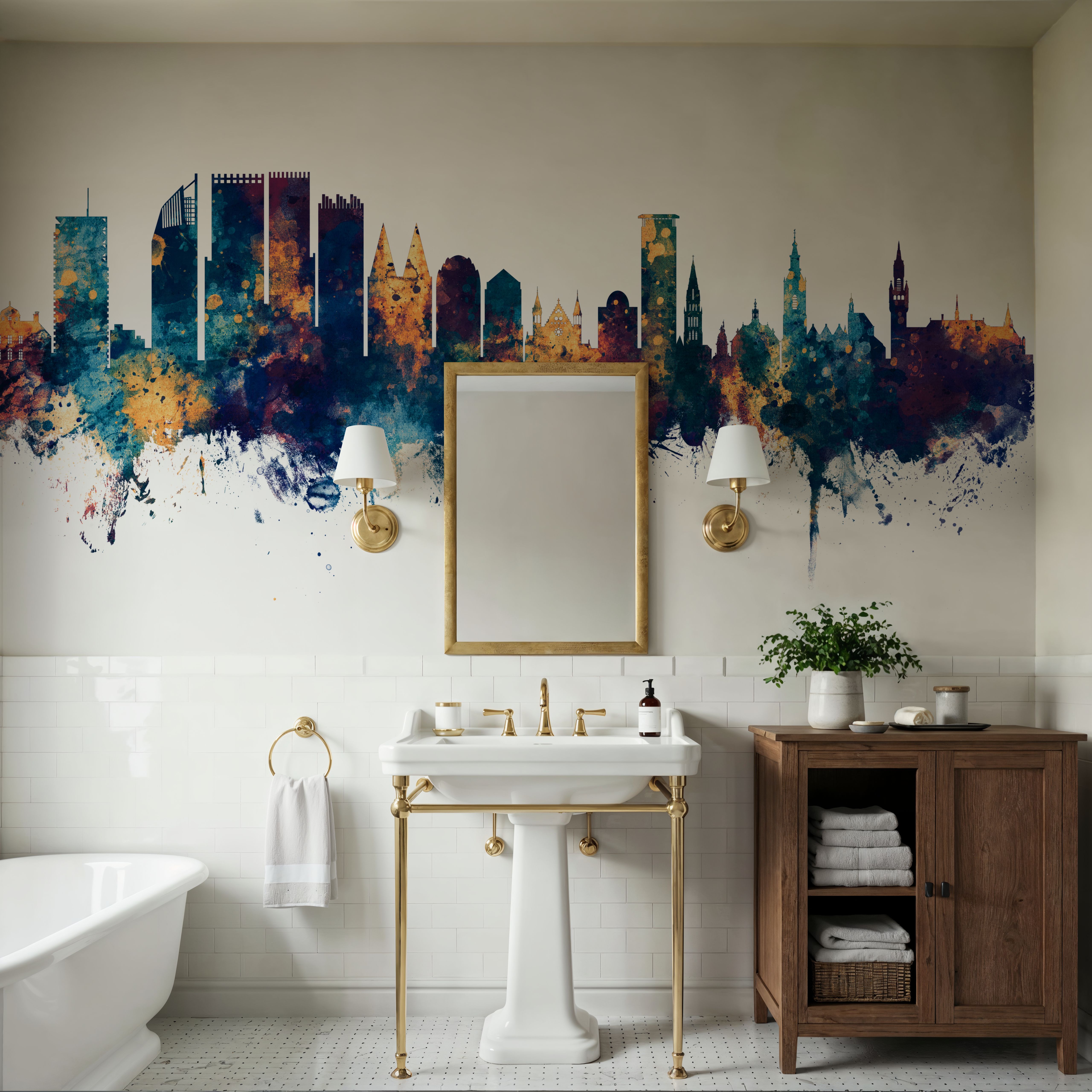 The Hauge Netherlands Skyline Blue & Bronze