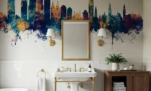 The Hauge Netherlands Skyline Blue & Bronze
