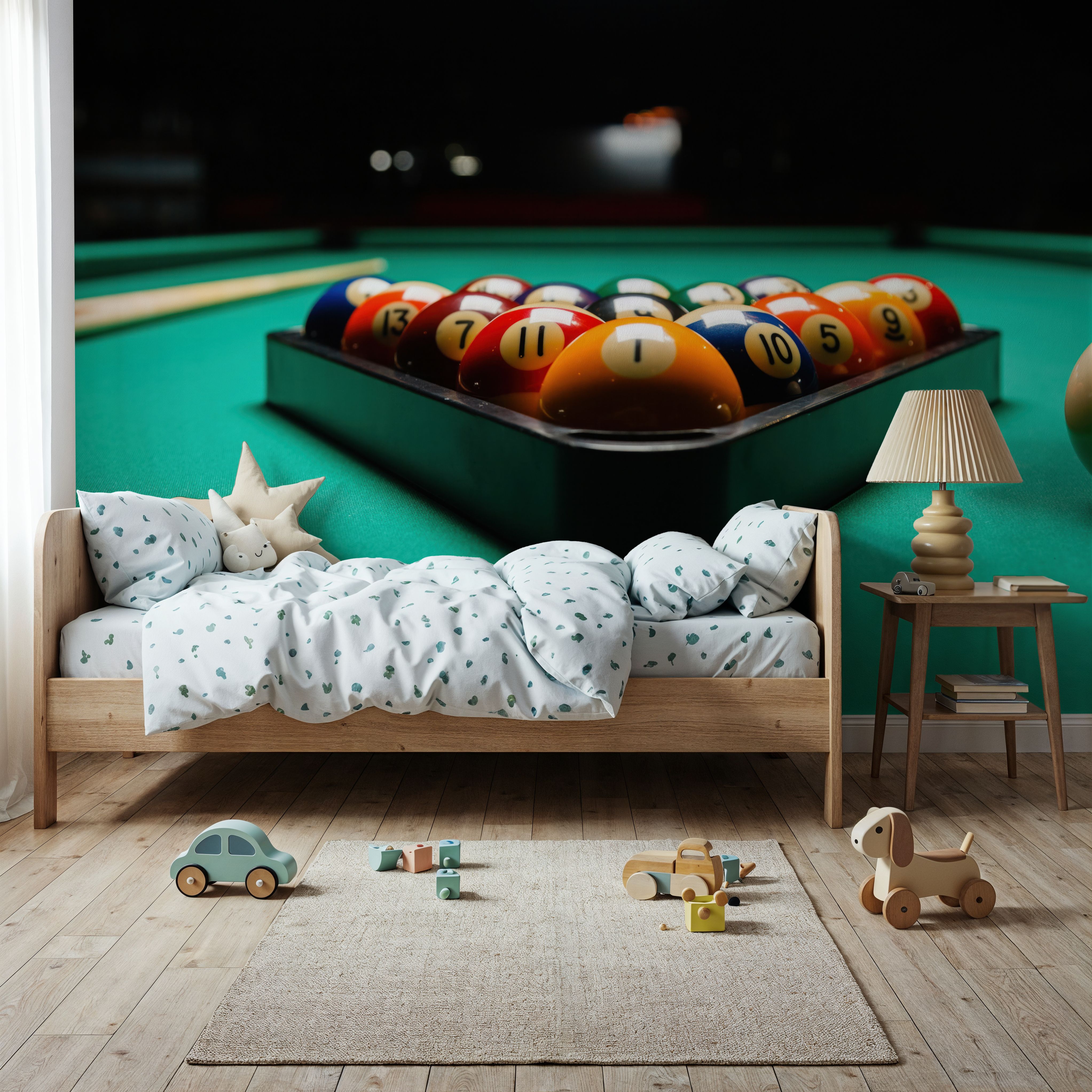 Wall Mural - Break Shot - Hobbies Sports mural wallpaper - Green - Living room - Wallism UK - Premium, Textured or Peel & Stick