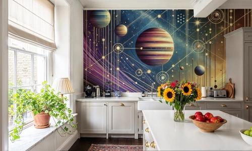 Galactic Harmony Scene in Art Deco