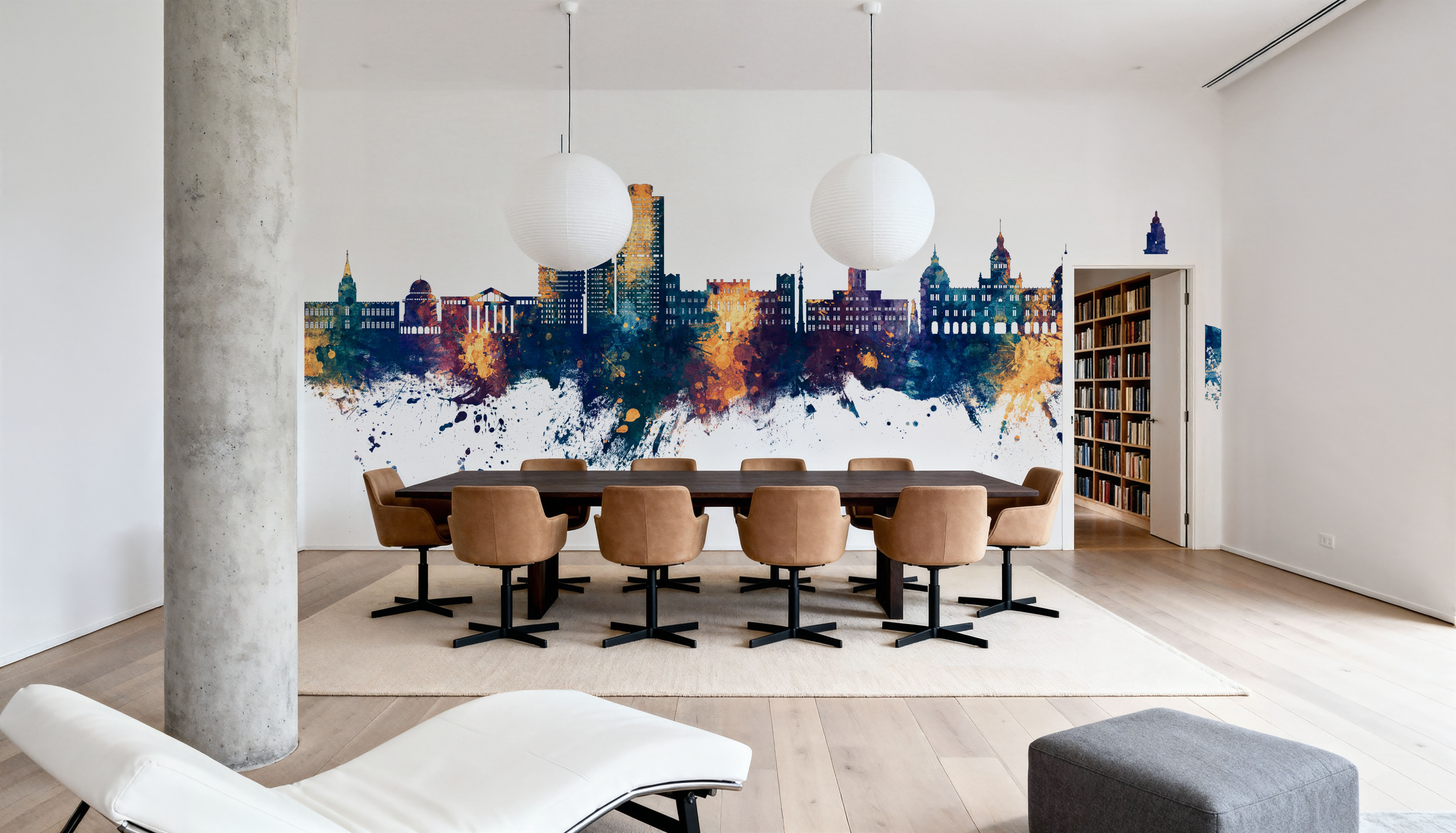 A Coruña Spain Skyline Blue & Bronze, Wallpaper